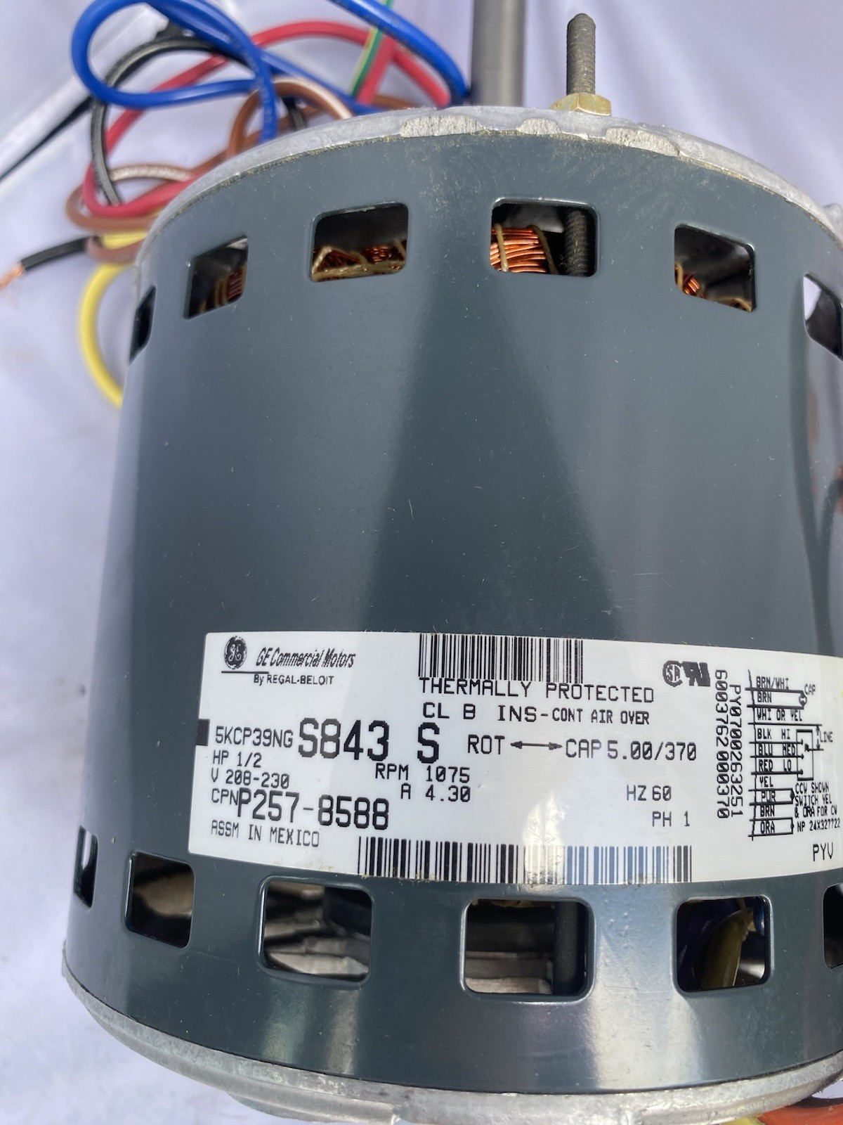 Totaline P257-8588 1/2 HP 208/230V 1075 RPM 3-Speed Blower Motor