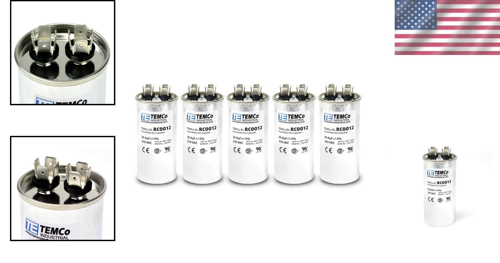 35 MFD Capacitor 370V HVAC AC Fan Motor 5 Pack