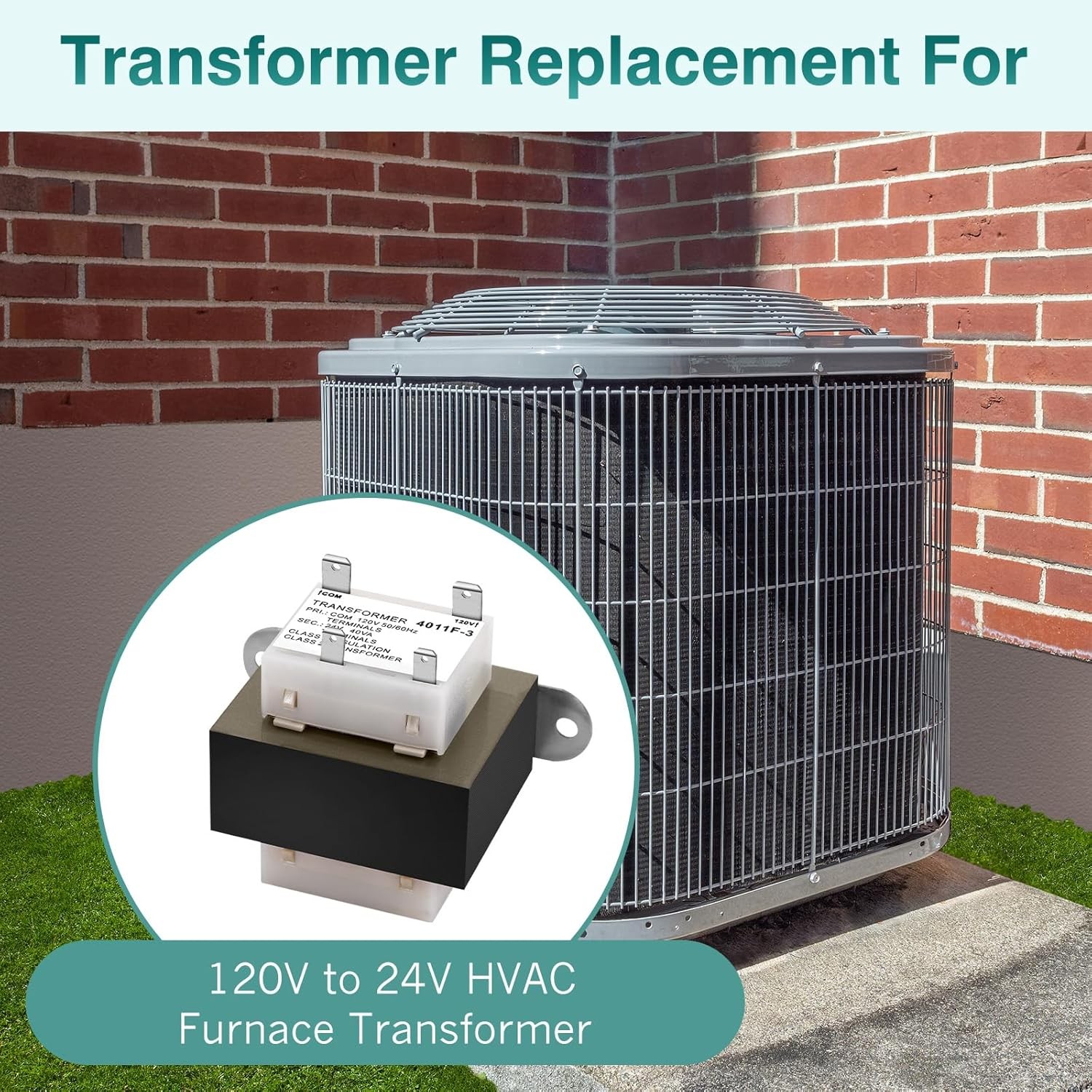 4011F-3 120V to 24V Transformer 40VA Compatible with Furnace/HVAC Equipment, 24