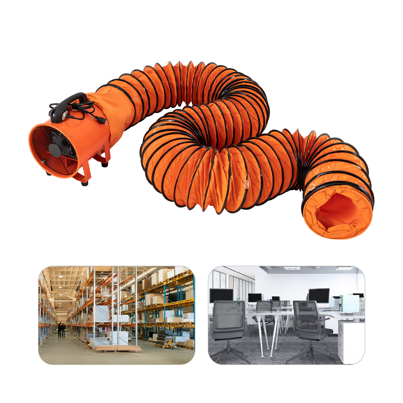 10″ Extractor Fan Blower Duct Hose Ventilator Portable Industrial Air Mover 10m