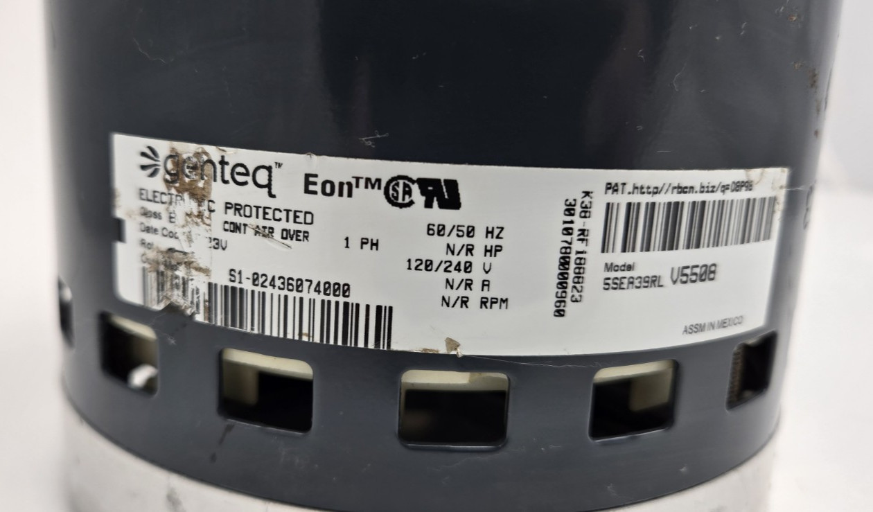 genteq Eon 1 HP S1-02436074000 5SEA39RLV5508 Blower Motor ONLY CCWLE 120/240