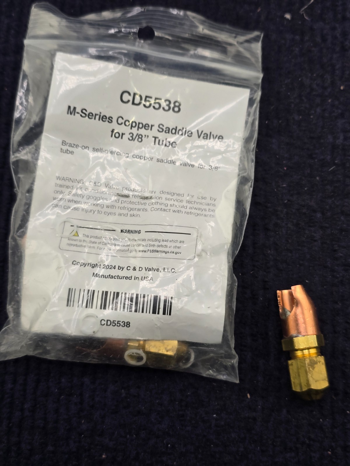 (QTY 6) C&D Valve CD5538 M-Series Copper Saddle Valves For 3/8″ OD Copper Lines