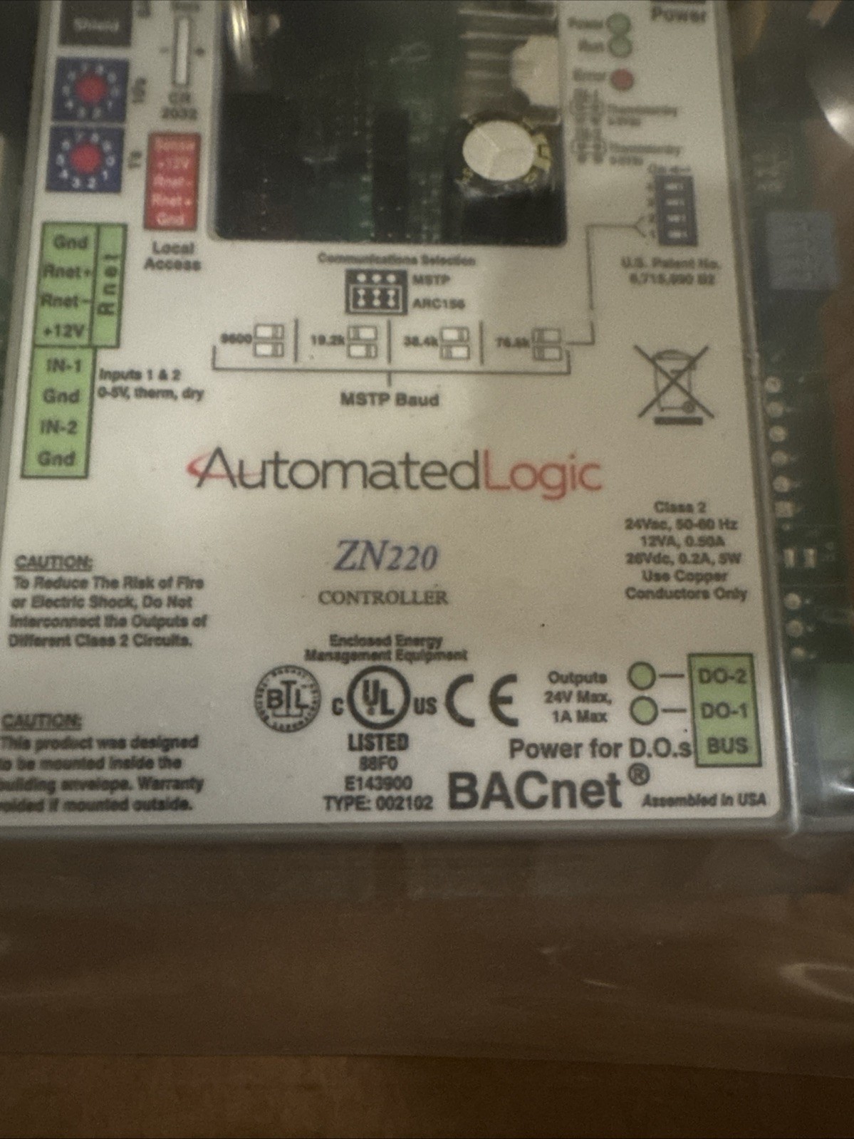Automated Logic Control Board ZN220 Zone Controller Bacnet