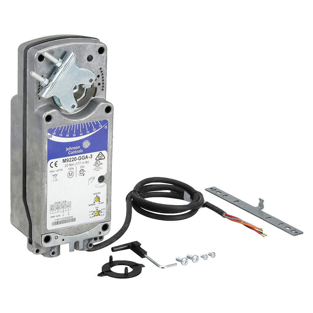 JOHNSON CONTROLS M9220-GGA-3 Actuator, Damper and Valve, 177 in-lb 41P602