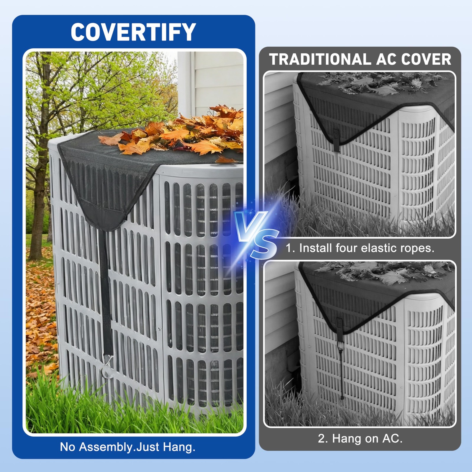 COVERTIFY Central Air Conditioner Covers for Outside, 36”x36”, Black