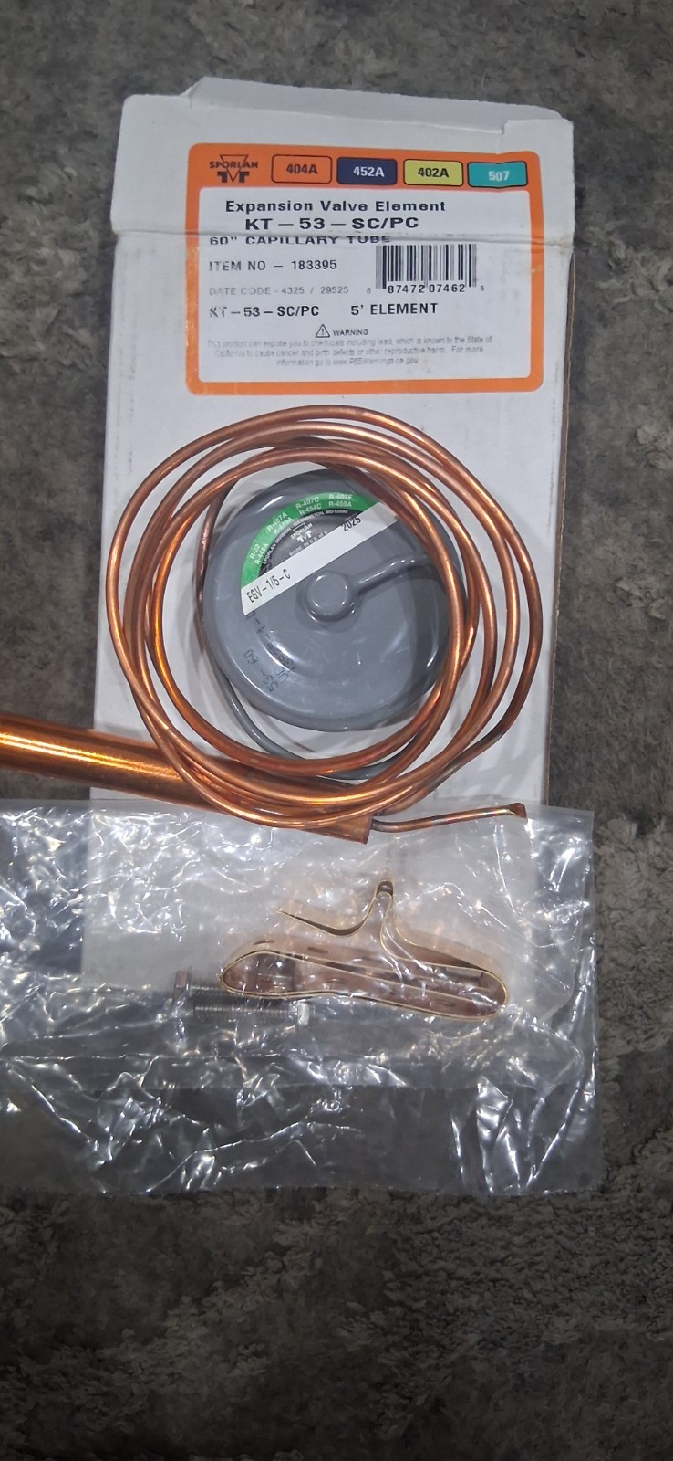 Sporlan KT-53-SC/PC Expansion Valve Element 60″ Capillary Tube New in Box