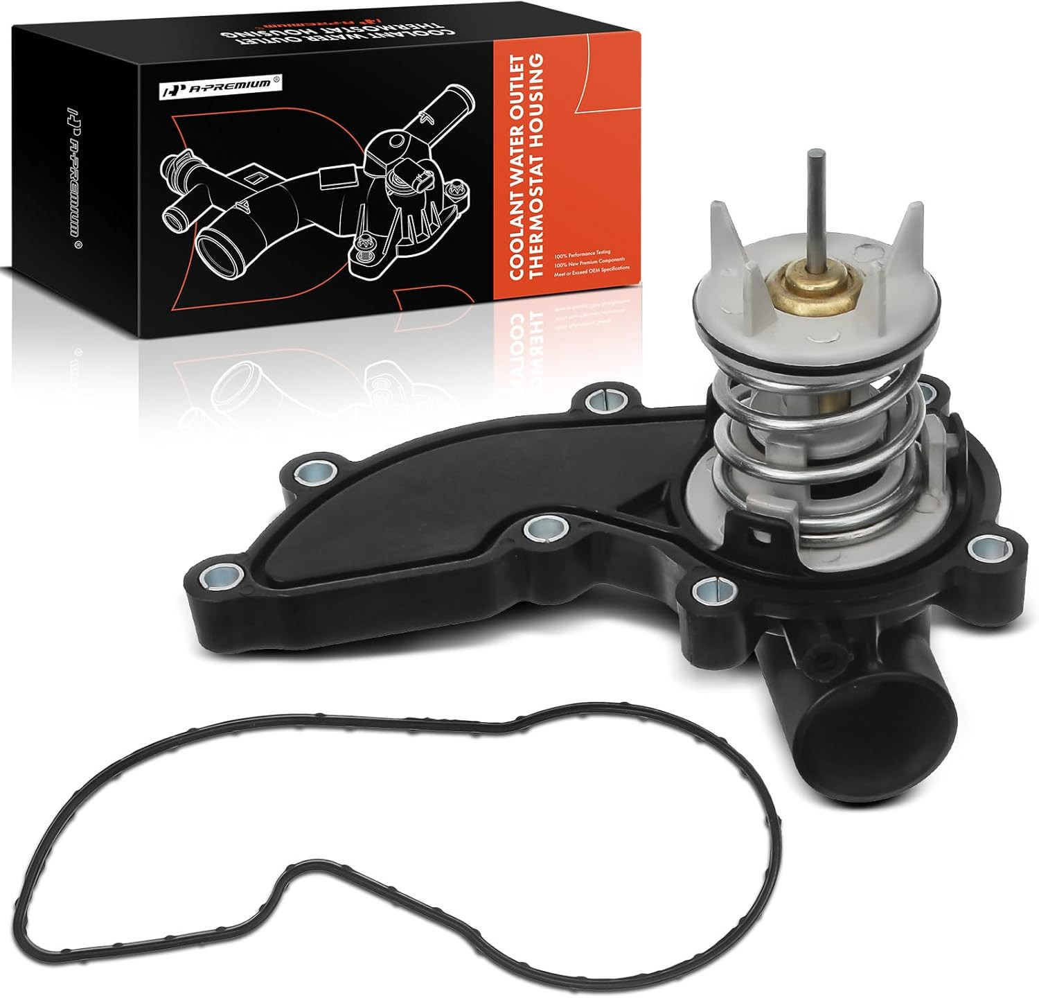 Engine Coolant Thermostat Housing Assembly with Gasket Compatible with Q5 Q7