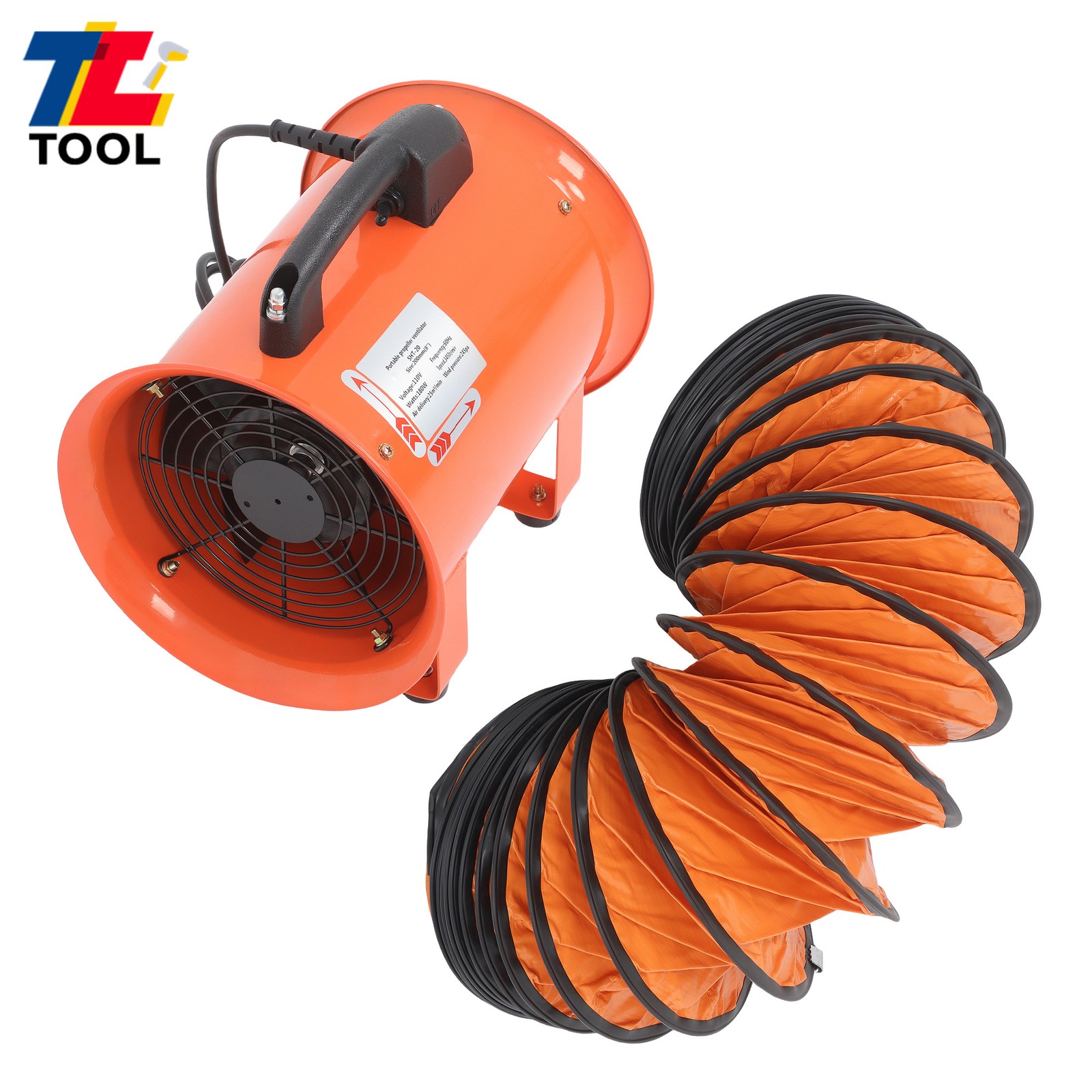 8 Inch Blower Fan 900CFM 3450RPM Portable Ventilator Blower w/ 16.4 Ft Duct Hose