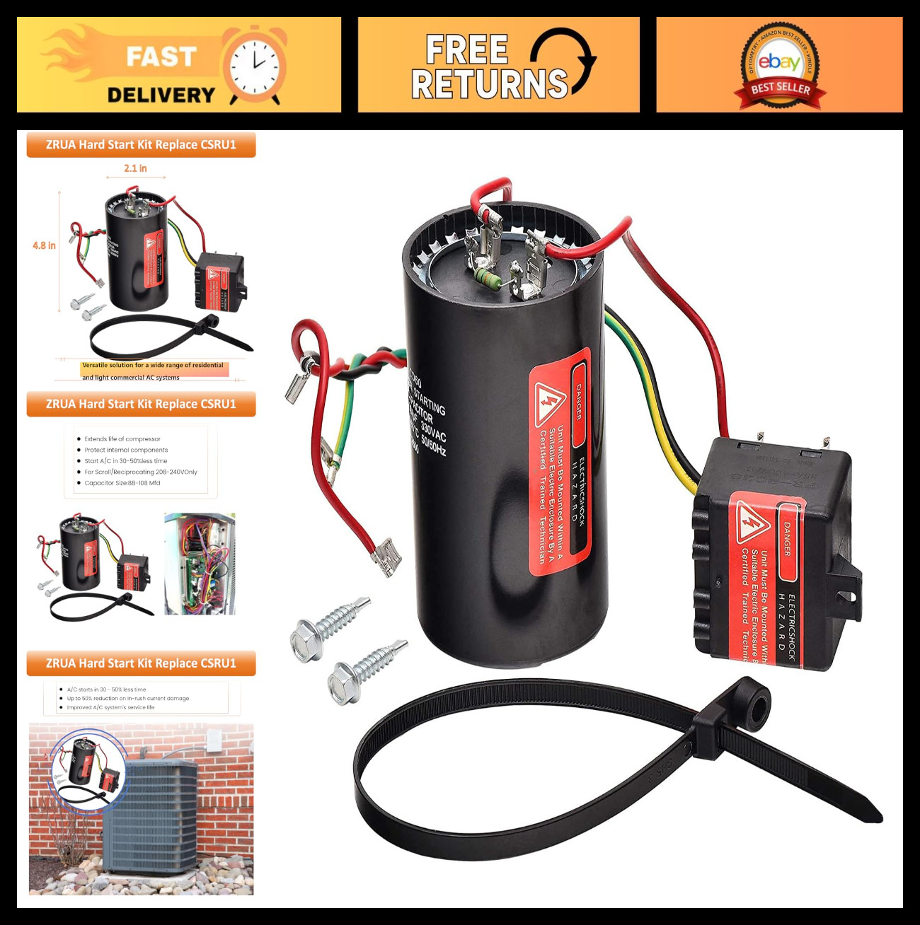 Hard Start Kit for Air Conditioner – Long Term Replace Compressor Saver Capacito