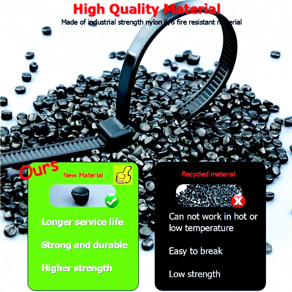 100 BLACK CABLE ZIP TIES Heavy Duty UV Resistant UL 4 6 8 10 12 15 18 24″ & 36″