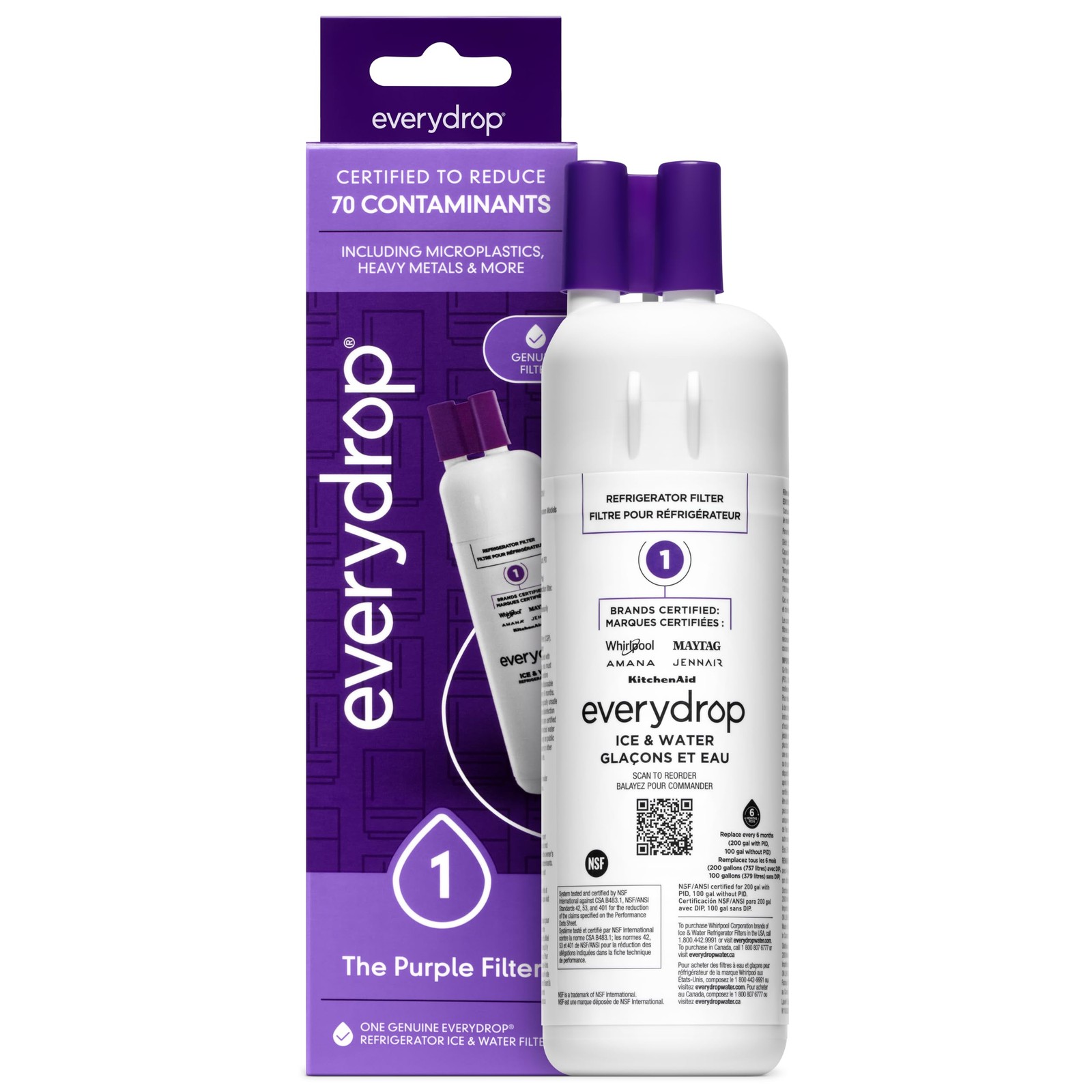 everydrop by Whirlpool Ice and Water 1 Count (Pack of 1), Dark Blue
