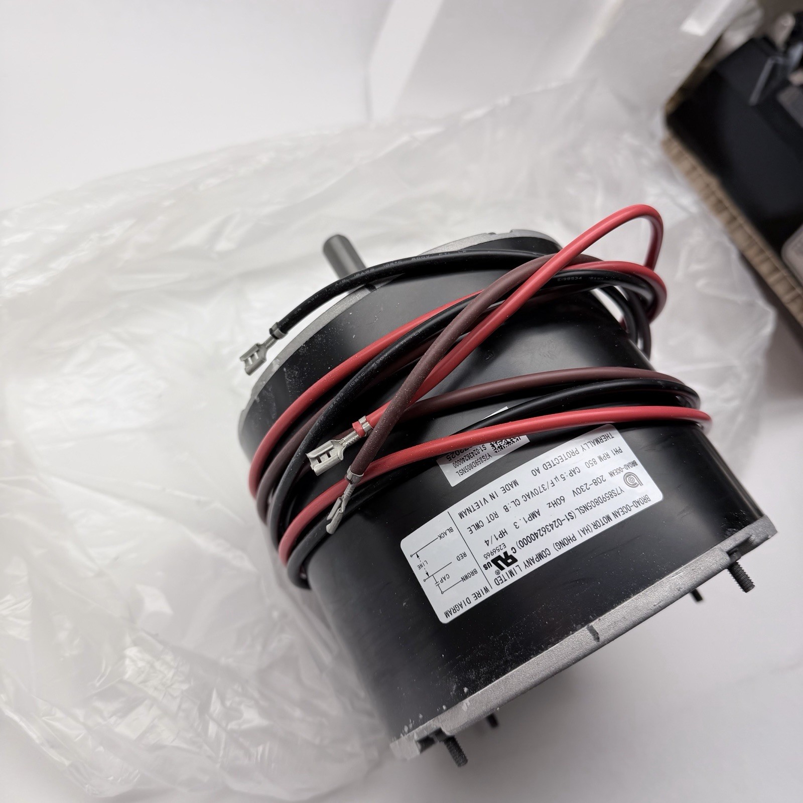 S1-02436240000 Condenser Fan Motor 1/4 HP, 850 RPM, 208-230V, CWLE, 48Y