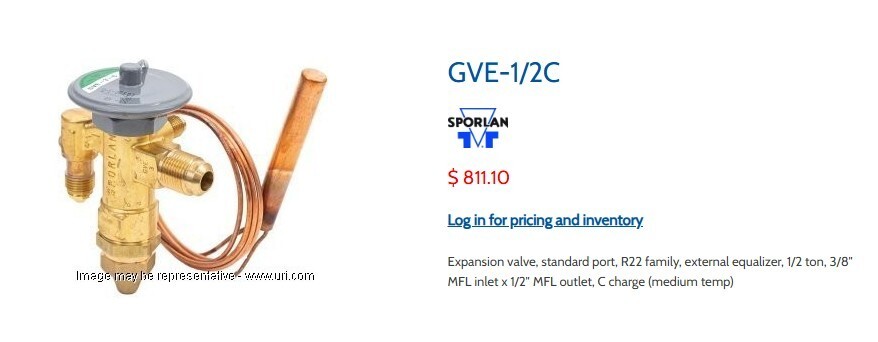 SPORLAN THERMOSTATIC EXPANSION VALVE GVE-1/2-C 3/8X1/2 SAE 5′ [A6F2] #6