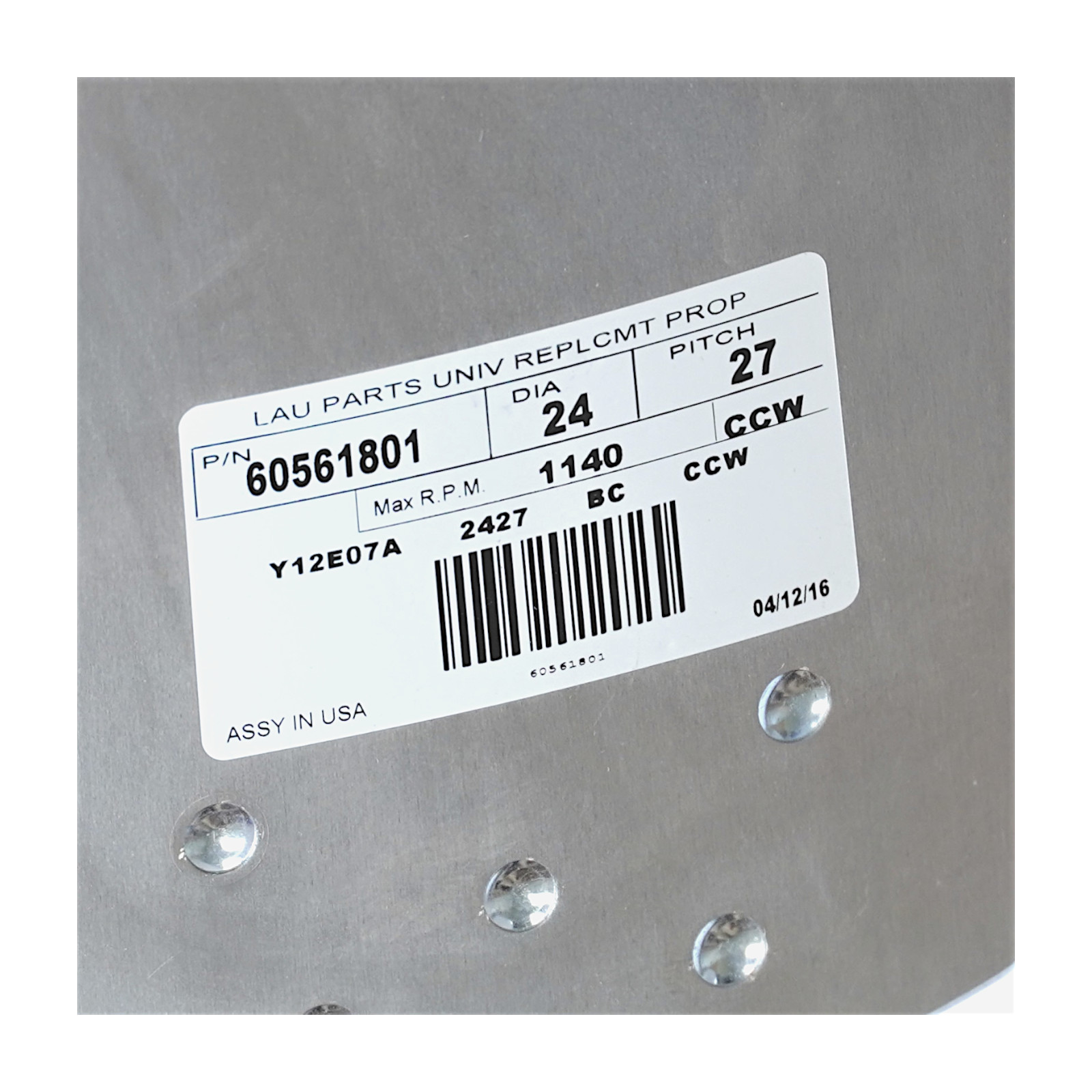 Lau 60561801 24″ Fan Blade CCW Rotation 27 Degree Pitch 5 Blades