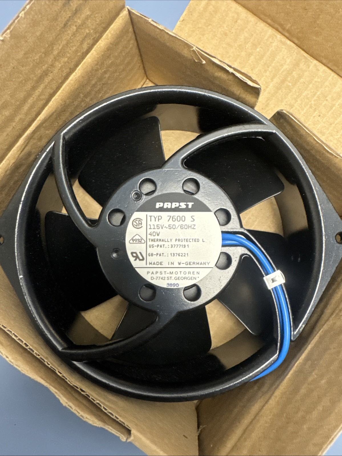 Papst TYP 7600S Thermally Protected Fan 40w 115v-ac