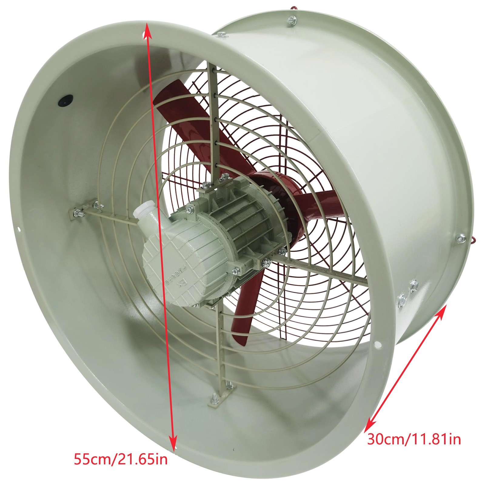 110V 19in Explosion Proof Exhaust Fan 550W Cylinder Pipe Fan Wall Mount Ventilat