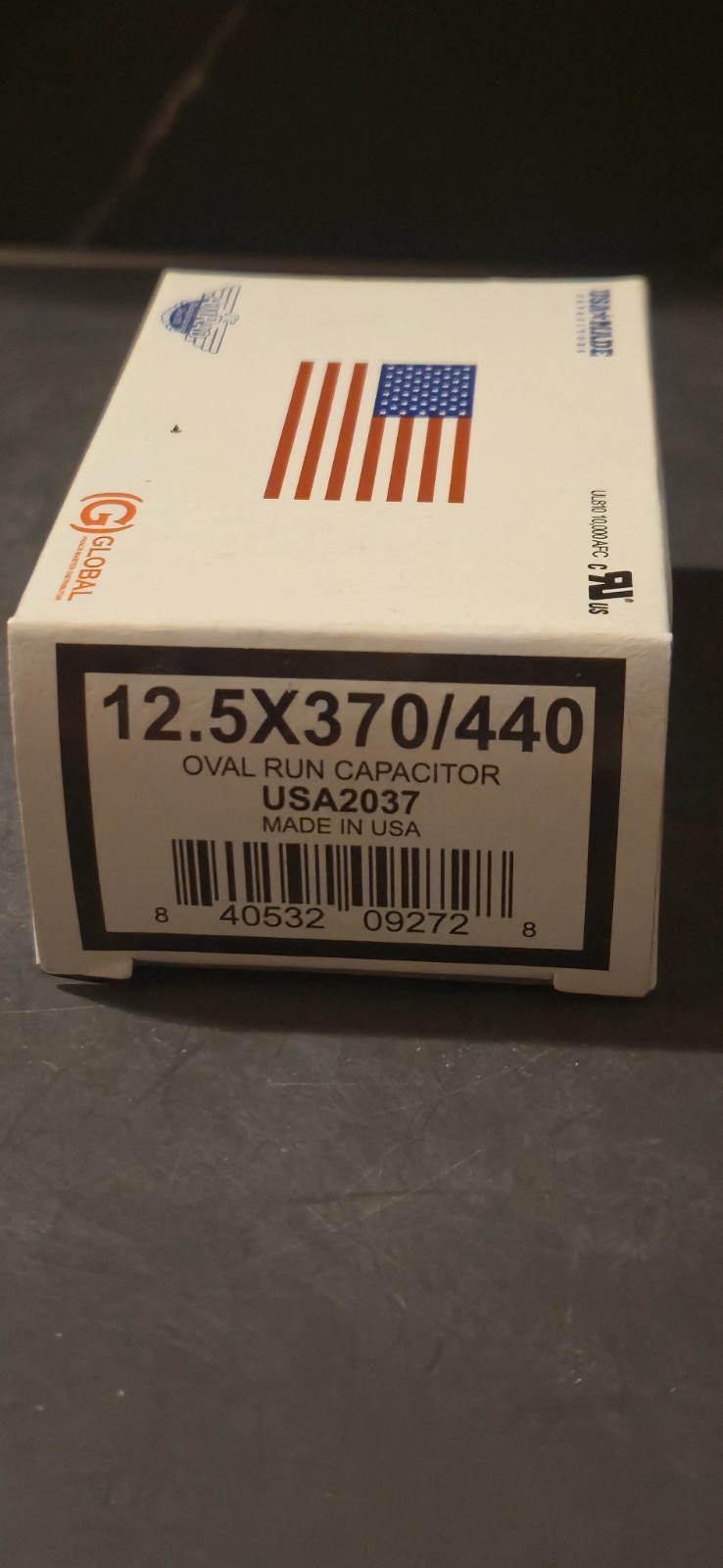 12.5 MFD x 370 / 440 VAC Oval Run Capacitor AmRad USA2031 – Made in the USA
