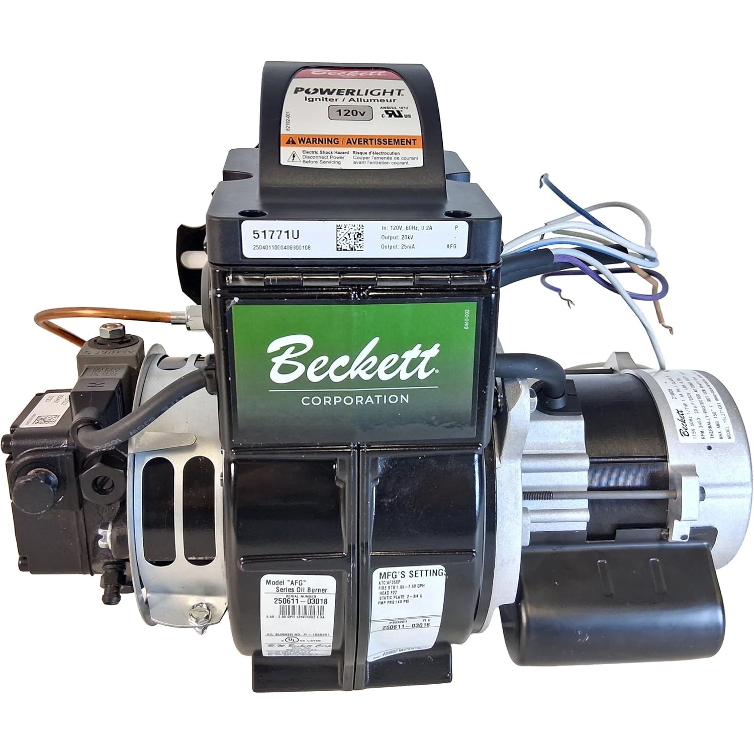 OEM Beckett PRO201 Oil Burner AFG Assembly 120VAC Pressure Pro Hot Water Units