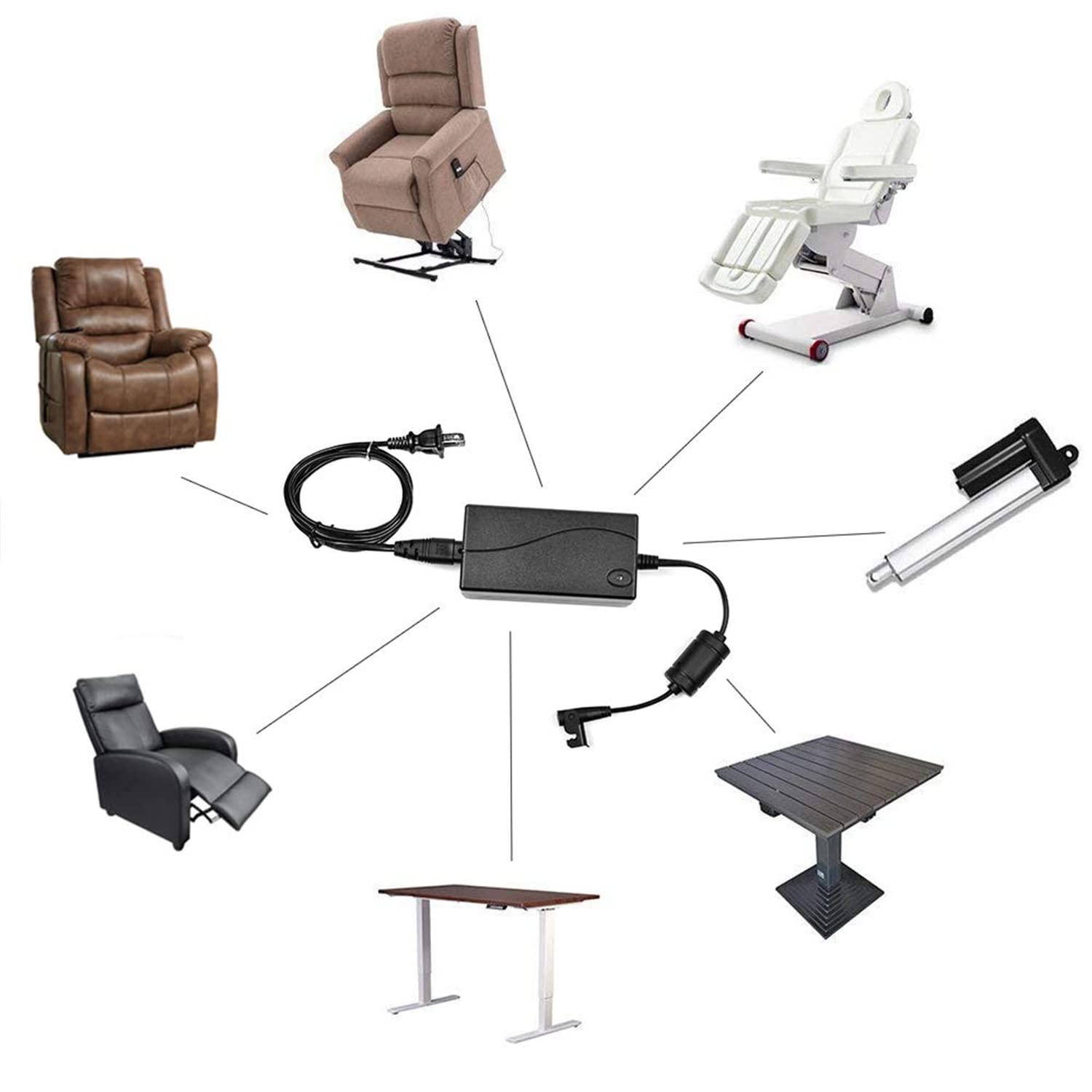 CUGLB Universal Lift Chair or Power Recliner AC/DC 4.53*2.16*1.37 inch, Black