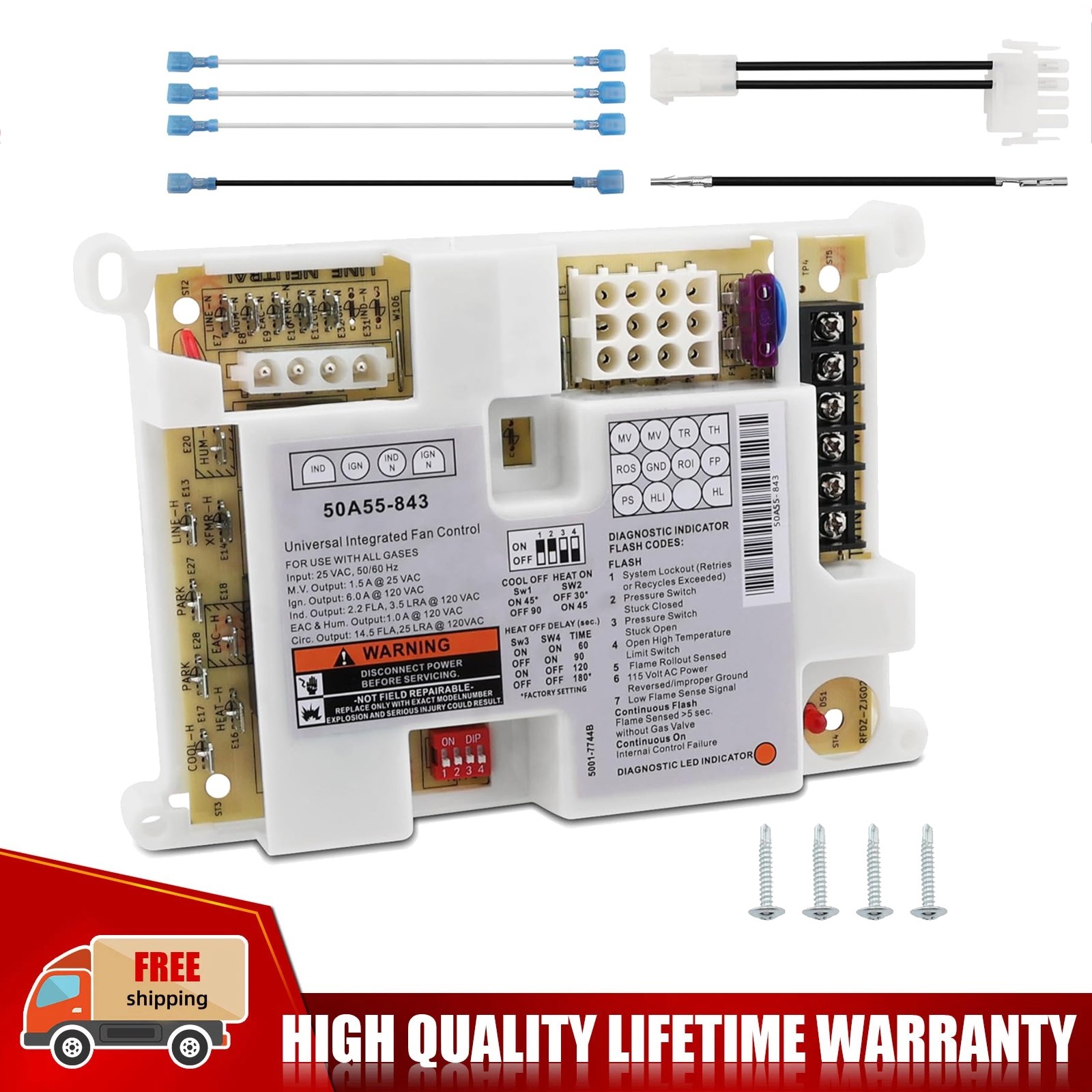 Integrated Furnace Control Board NEW For White Rodgers Lennox 50A55-843