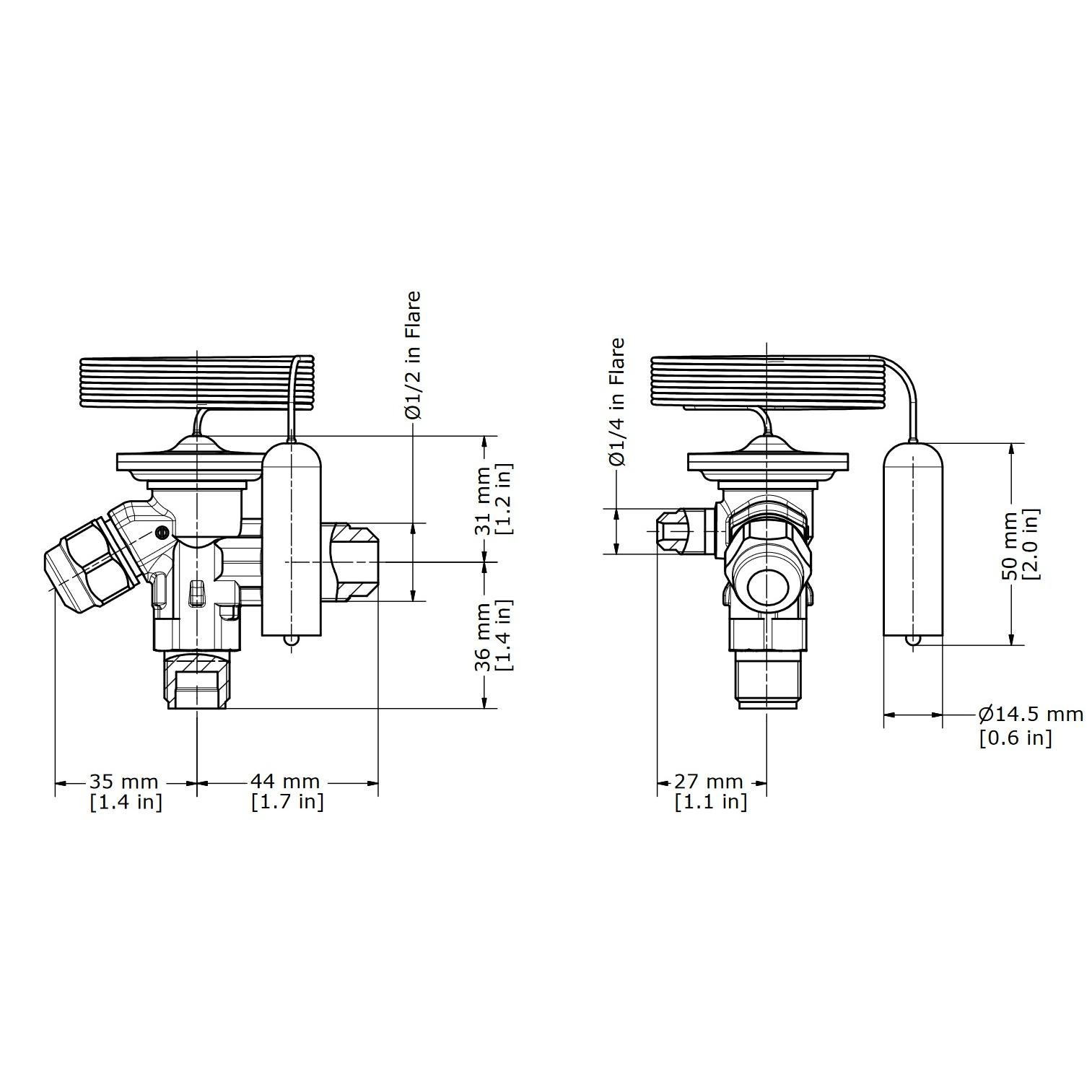 Danfoss 068Z3209 Expansion Valve Body TE2 for R22, R407C External Equalization 3