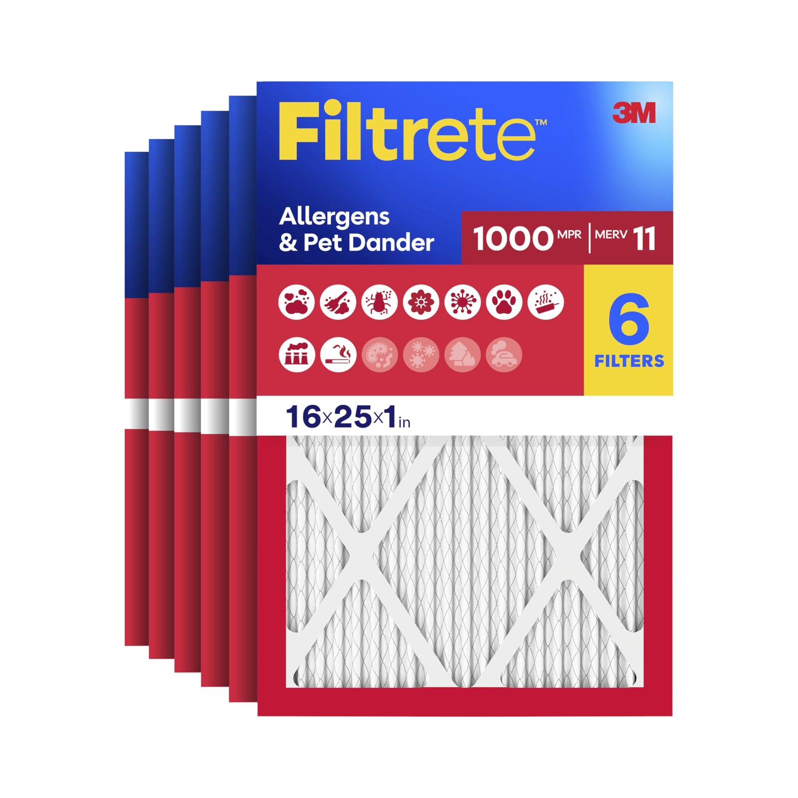 Filtrete 16x25x1 Air Filter, MERV 11, MPR 1000, Allergens 16x25x1,