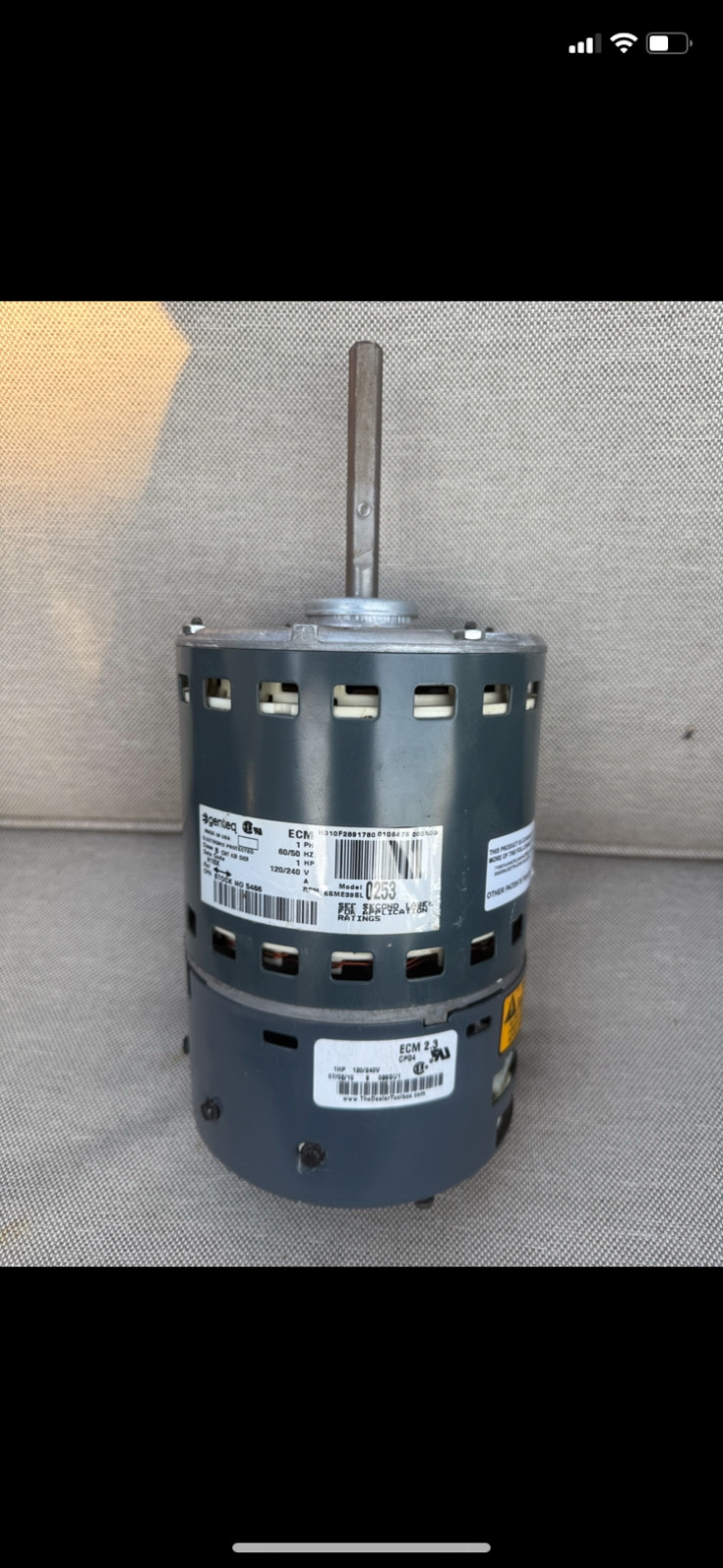 Genteq ECM 1 hp blower motor used for only a coupe of months