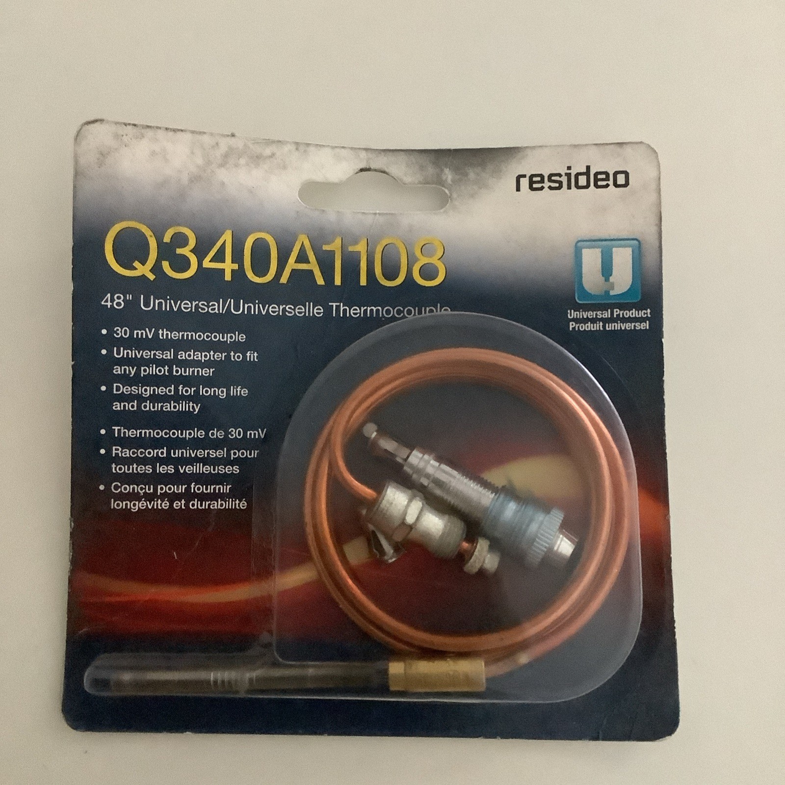 RESIDEO HONEYWELL Q340A1090 36″ UNIVERSAL THERMOCOUPLE 30mV NEW W/ ADAPTER A1
