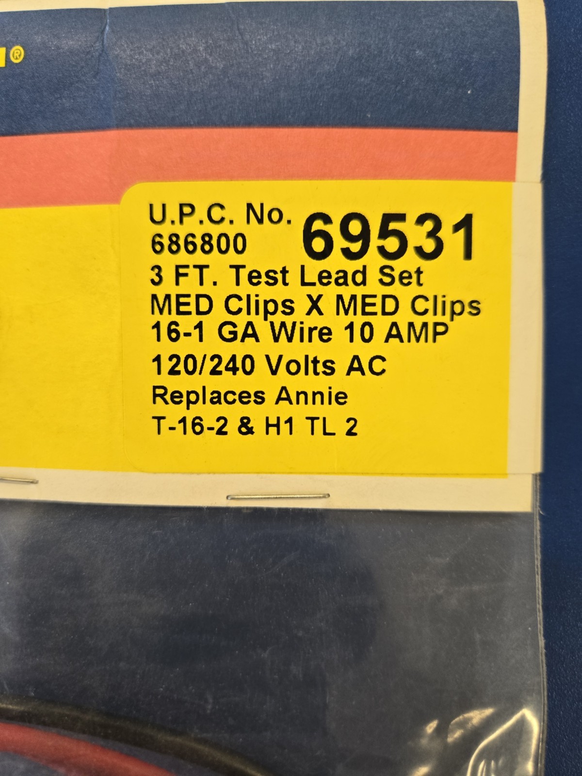 YELLOW JACKET -69531 – 3′ TEST LEAD SET – MED CLIPS X MED CLIPS