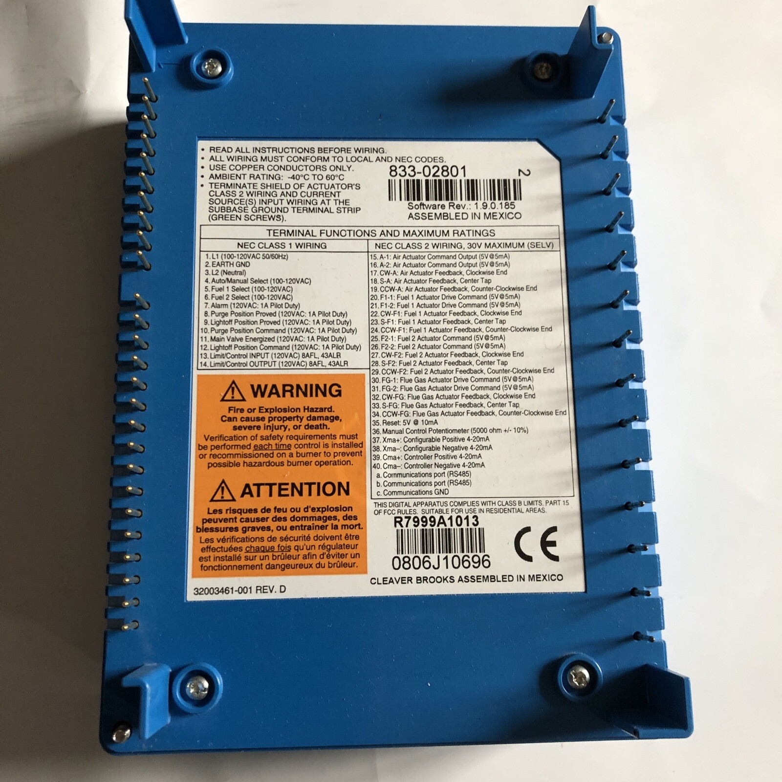 Cleaver Brooks 833-02801,R7999A1013, 833 02801 Controller, 83302801 ,EJ
