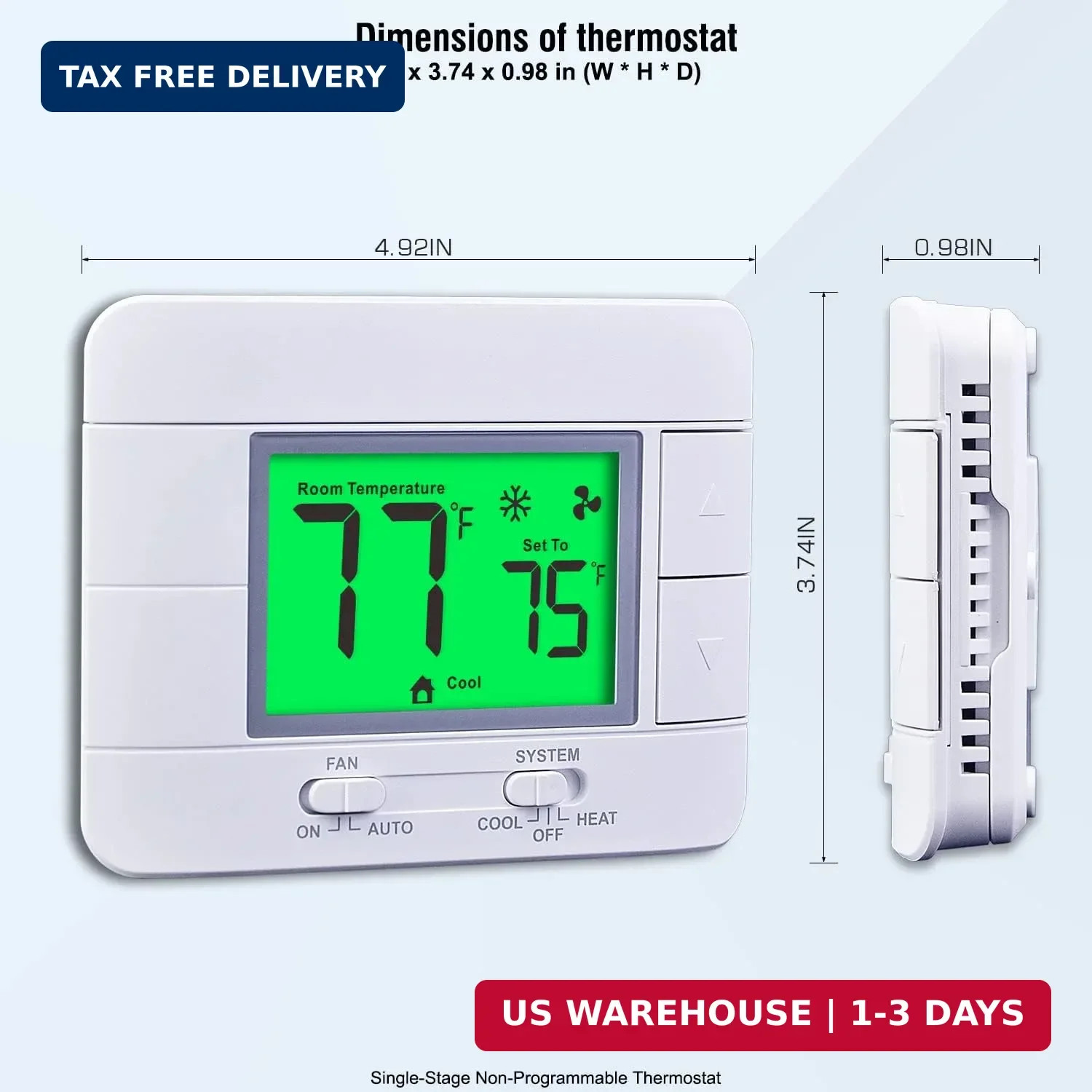 Upgraded Non Programmable Thermostats for Home 1 Heat/1 Cool Single Stage System