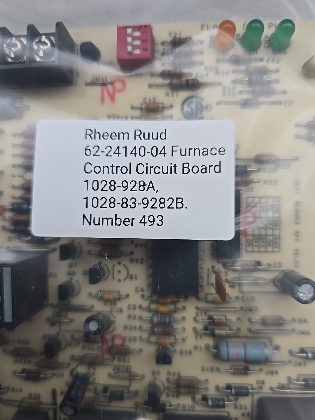 Furnace Control Board 1028-83-9282B, 62-24140-04, 1028-928A Num#493