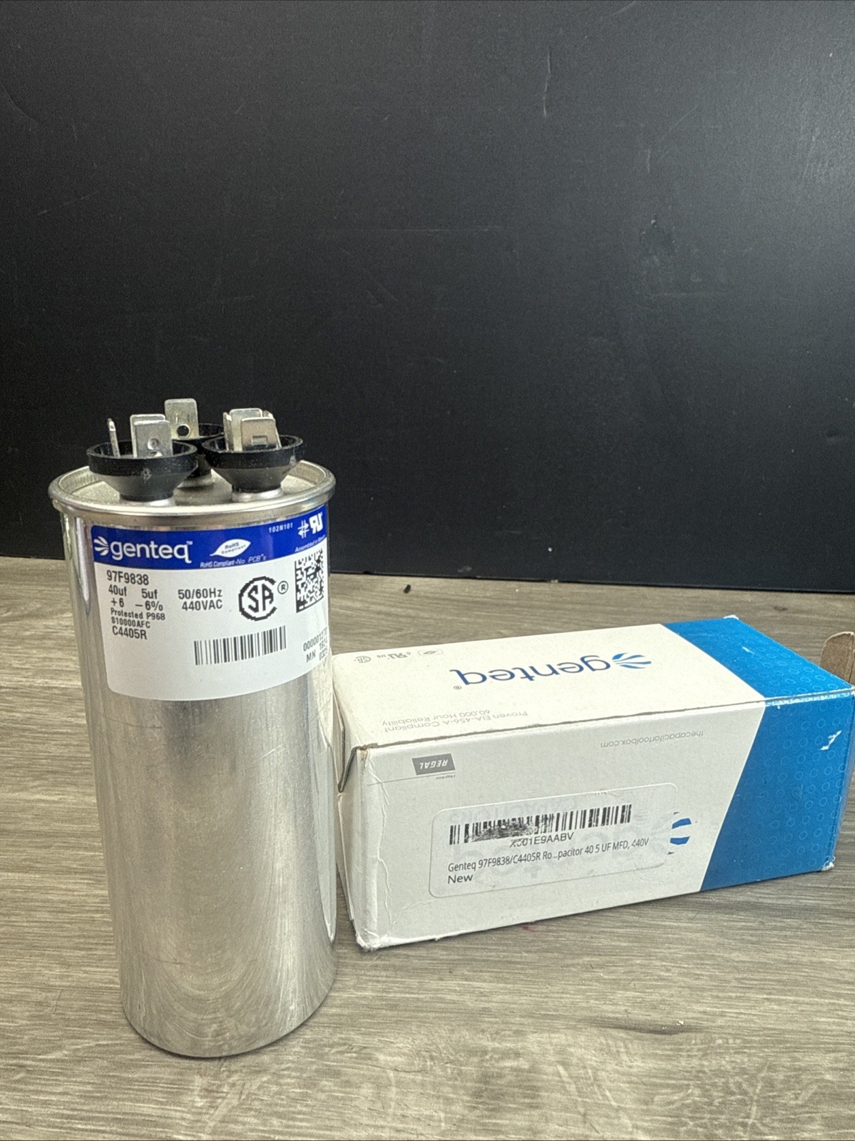 GE/Genteq Dual Run HVAC Capacitor 40/5 uf MFD 440VAC Z97F9856 97F9856 97F9838BZ3