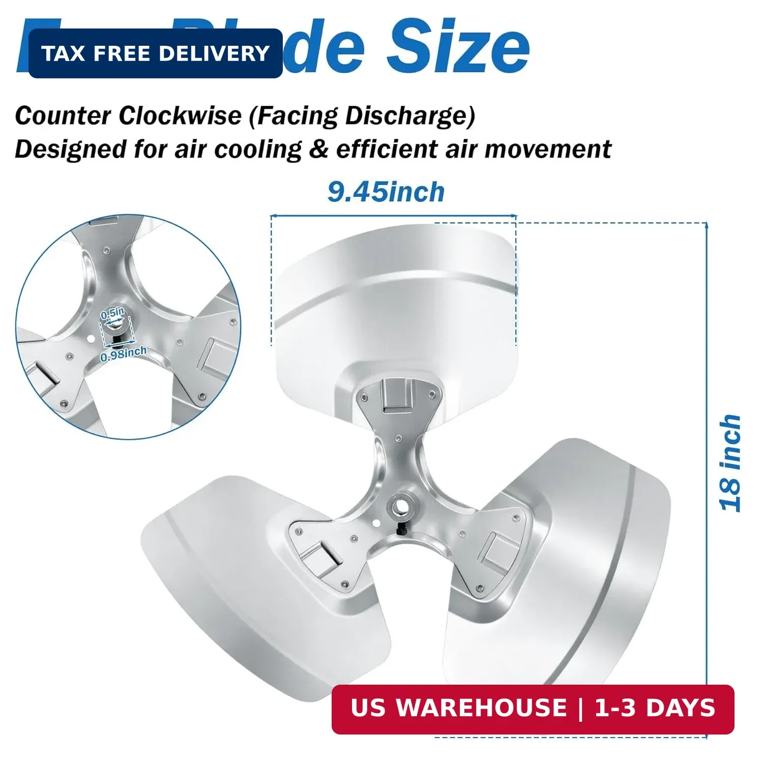 98M18 Condenser Fan Blade Compatible with Lennox Condensers, 3 x 18in CCW HVAC F