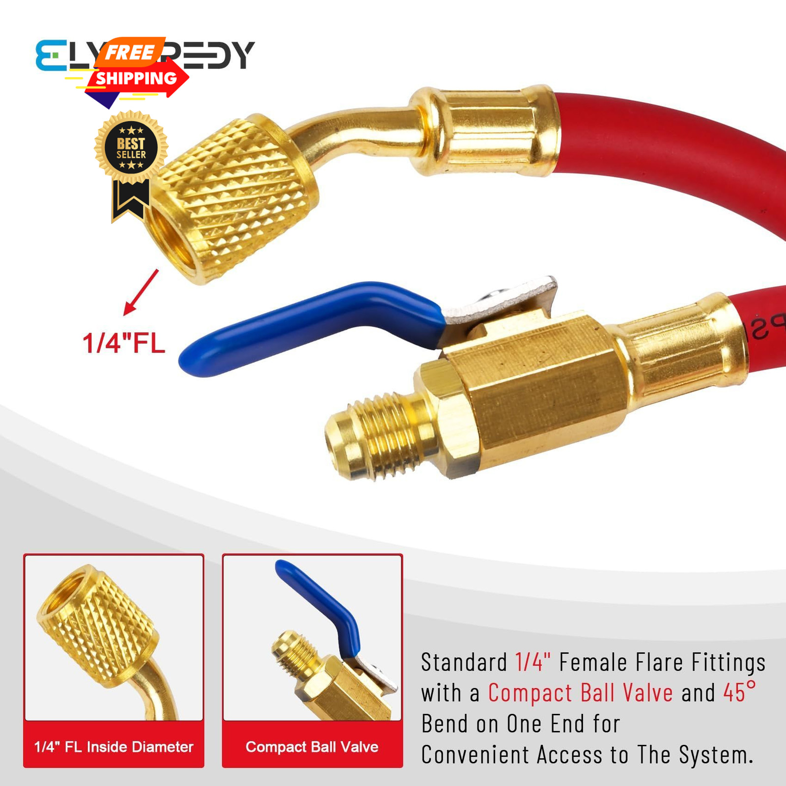 25980 1/4″ Internal Diameter FlexFlow and Low Loss Adapter Red/Yellow/Blue