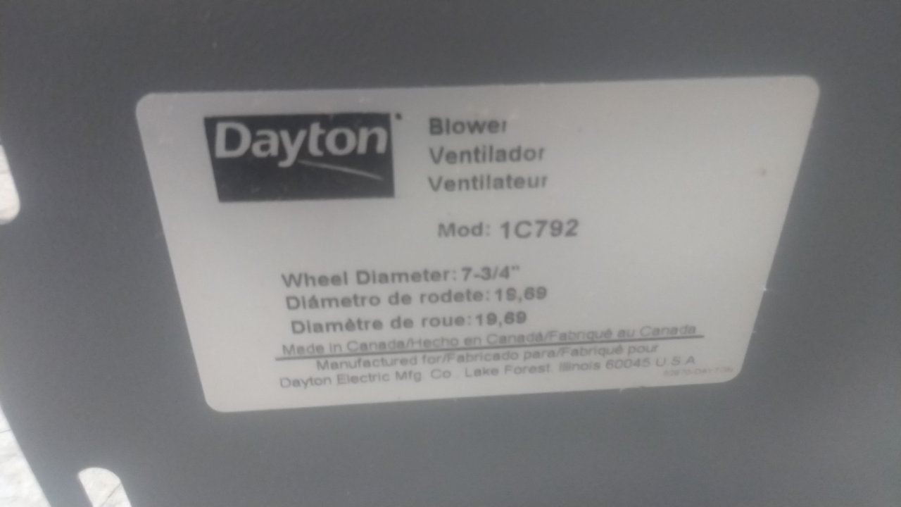 Dayton 1C792 7-3/4 In Wheel Diameter Steel Blower w/out Motor