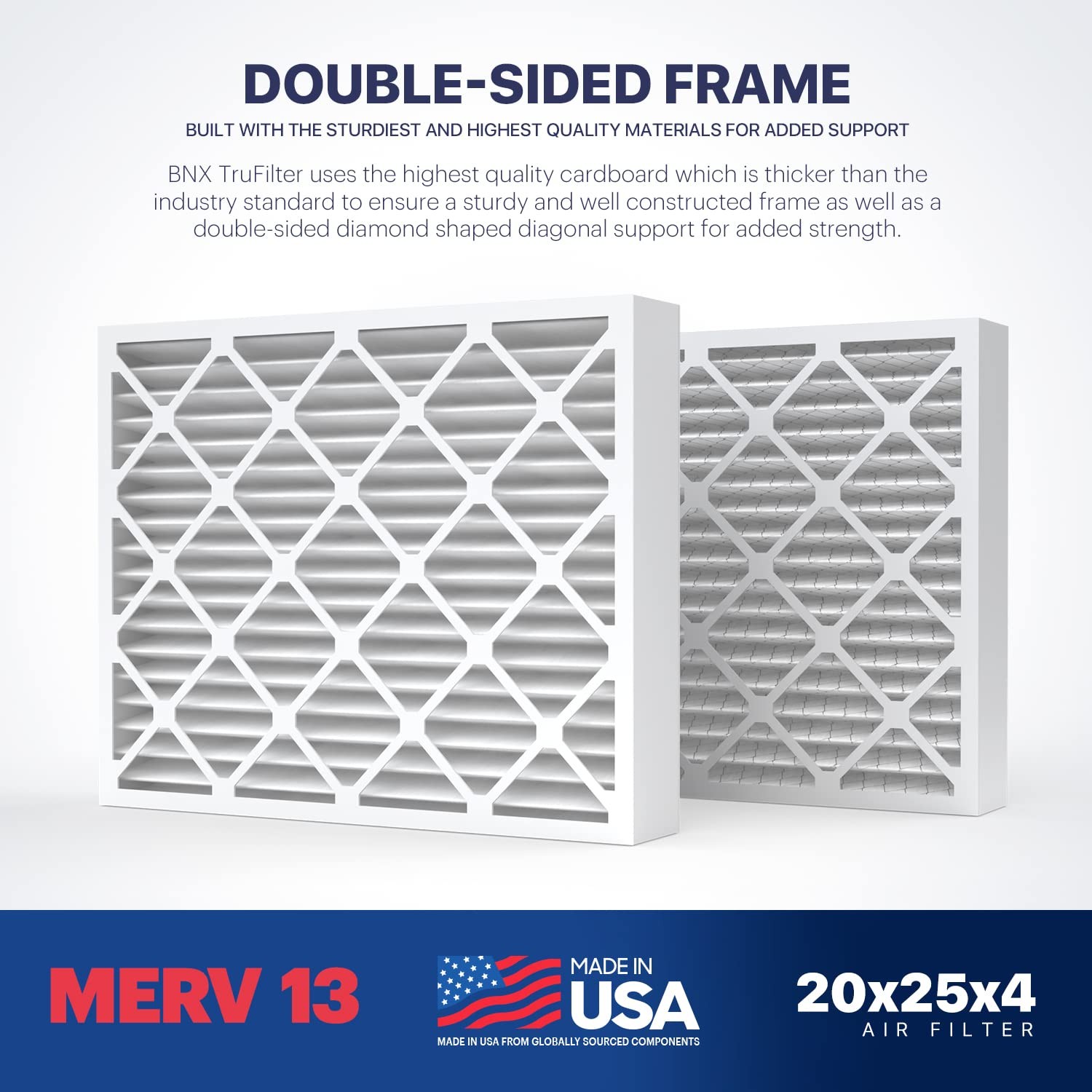 BNX TruFilter 20x25x4 (19.5’’ x 24.5’’ x 3.63‘’ 2-Pack (Slim Fit)