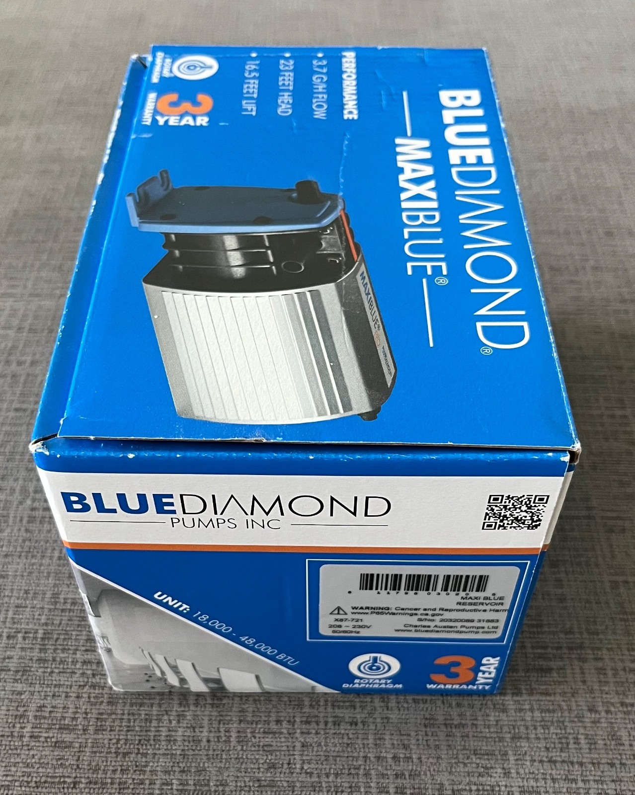 Blue Diamond MaxiBlue Rotary Diaphragm Condensate Pump 3.7 G/H 23ft Head