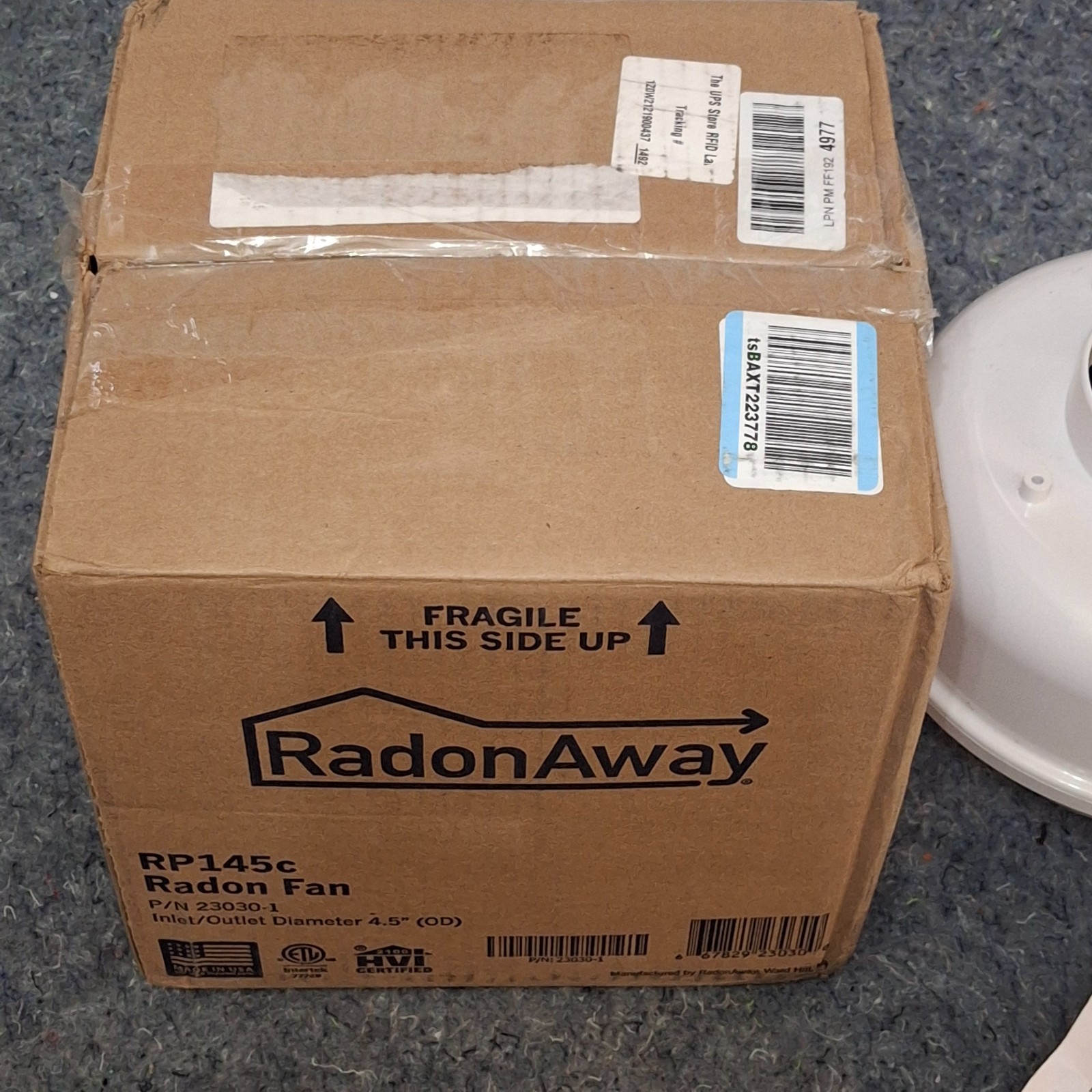RadonAway RP145C Radon Fan 4.5″ OD 23030-1 White 120V 150CFM *READ*