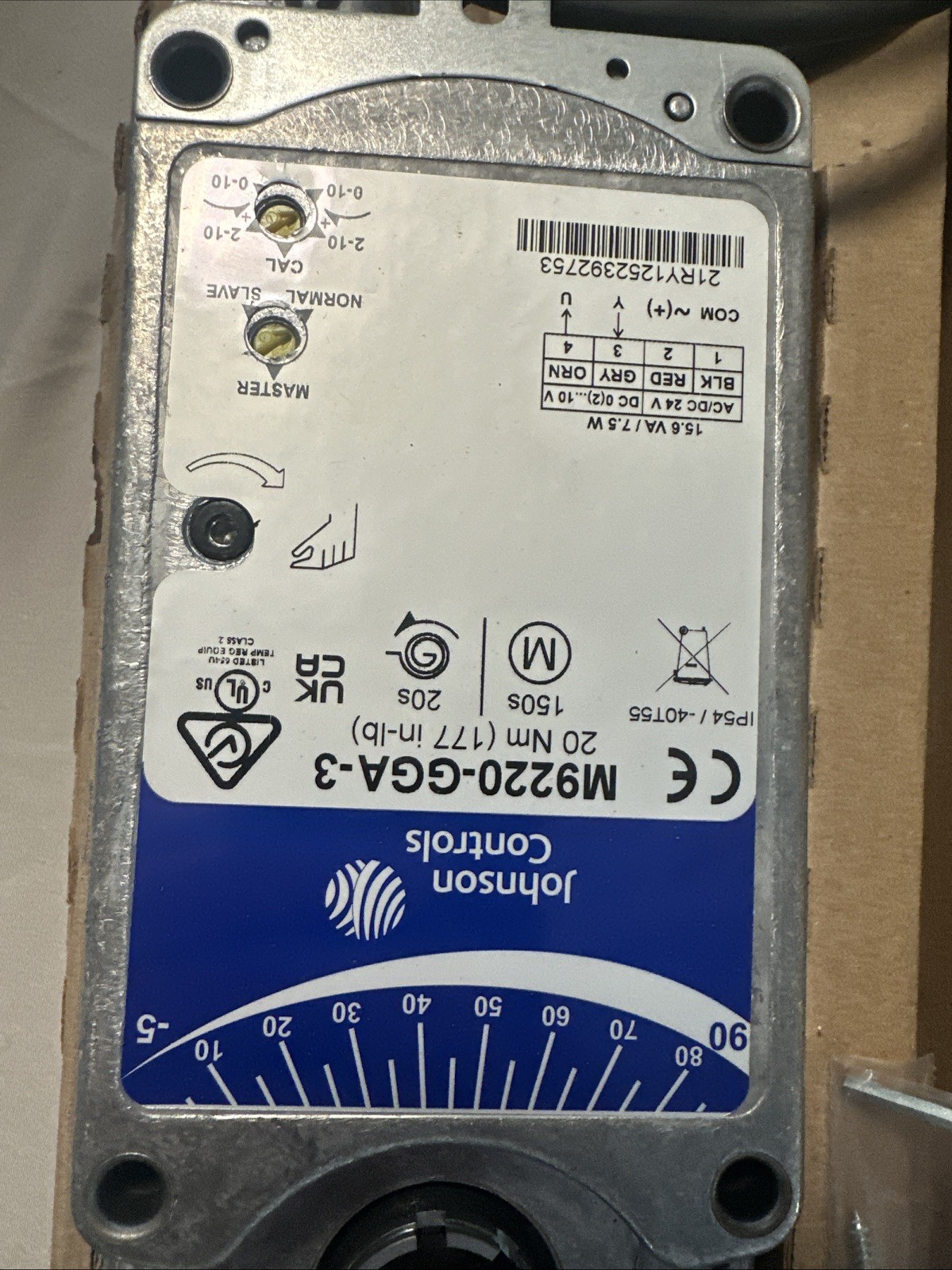 Johnson Controls M9220-GGA-3 24V Proportional Spring Return Actuator (177 lb-in)