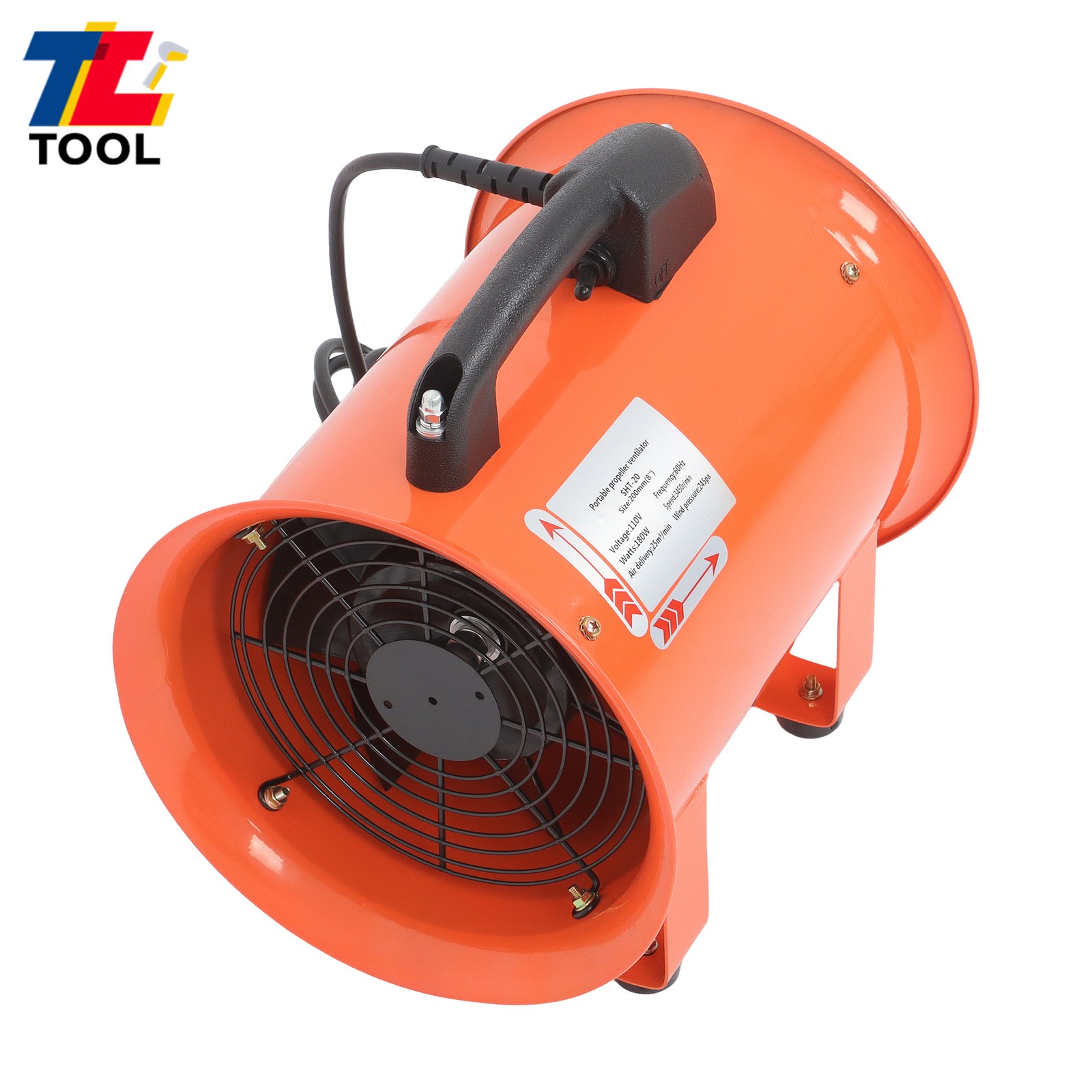 8 Inch Blower Fan 900CFM 3450RPM Portable Ventilator Blower w/ 16.4 Ft Duct Hose