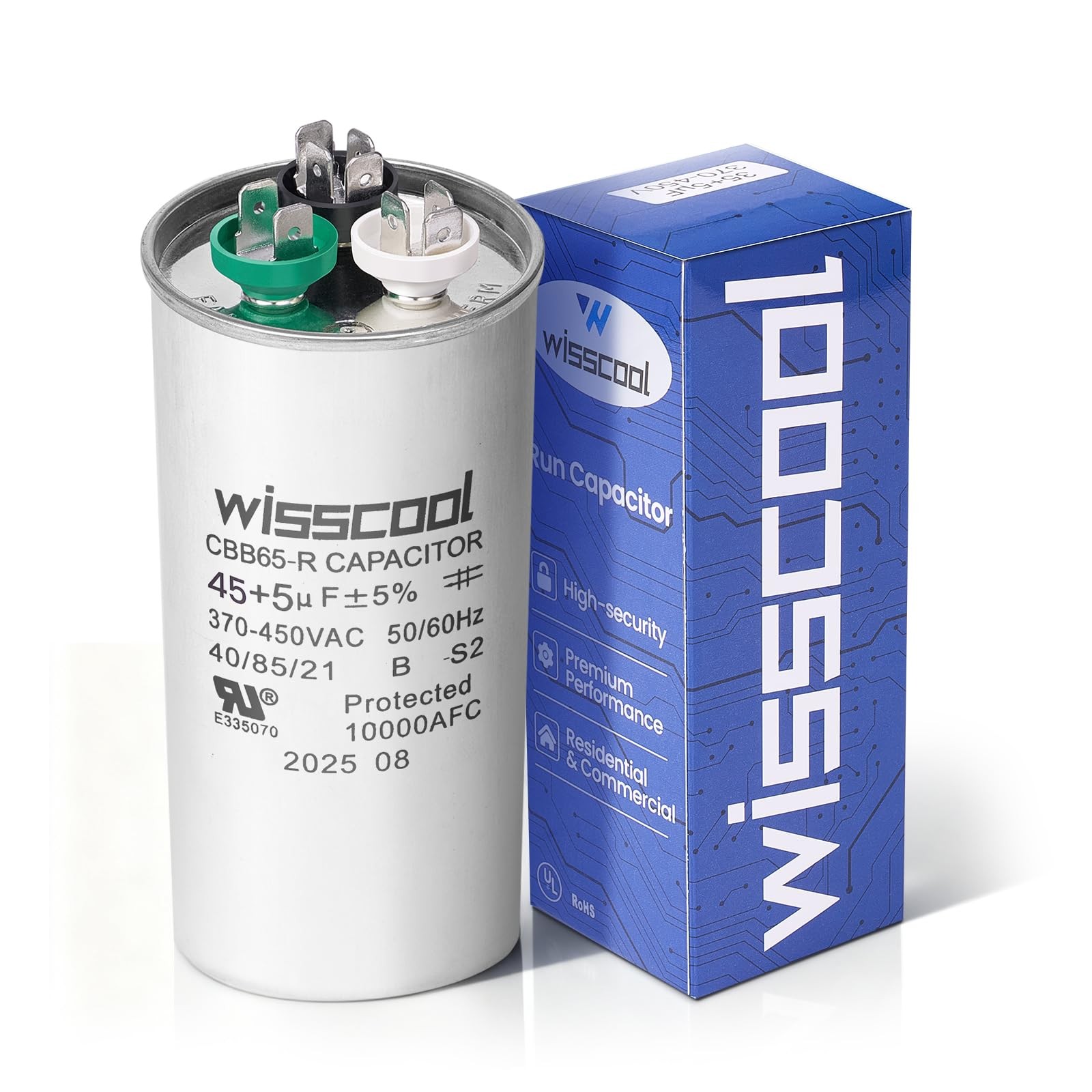 WISSCOOL UL 45+5uF 45/5 MFD ±5% 370V/440VAC CBB65 AC Capacitor CBB65B Round…