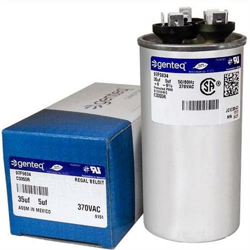 Genteq Round 35/5 uF x 370 VAC � Replaces Carrier HC98JA036 Dual Capacitor