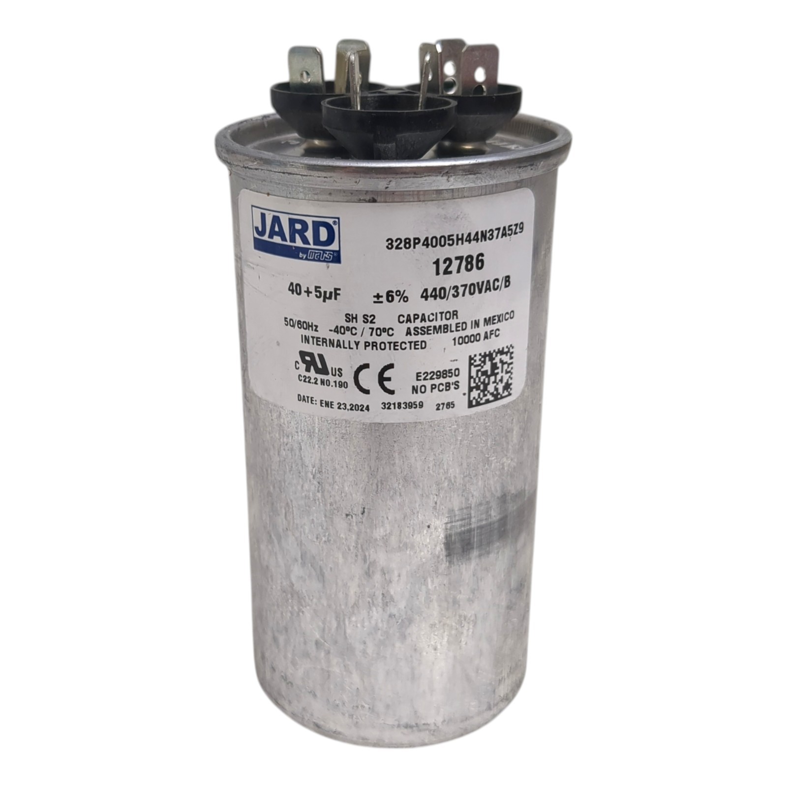 MARS/JARD 12786 40 + 5 uf MFD 370 440 VAC Round Dual Capacitor