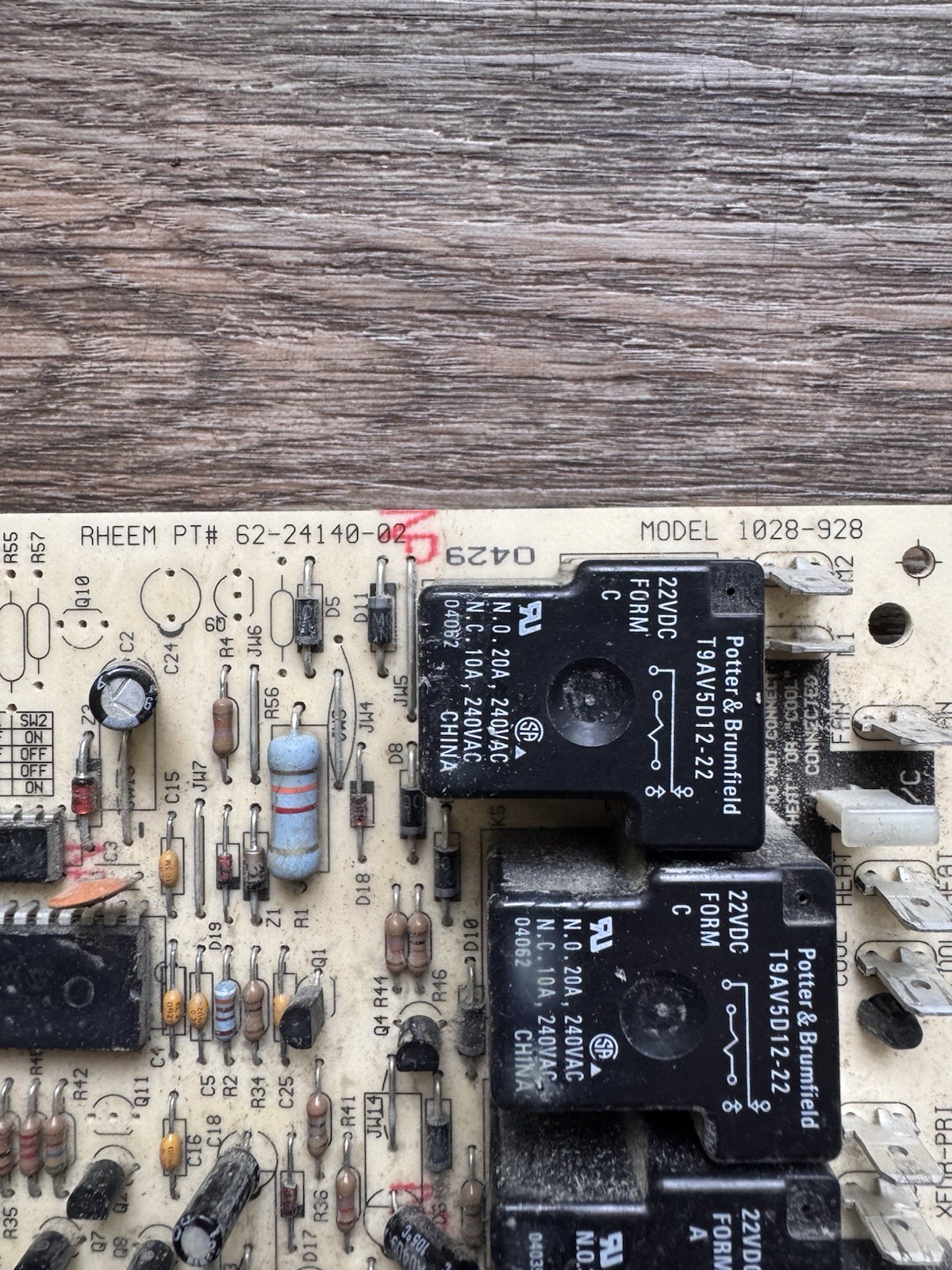 Rheem Control Board 1028-928 62-24140-02 1028-83-928D 24VDC 20A