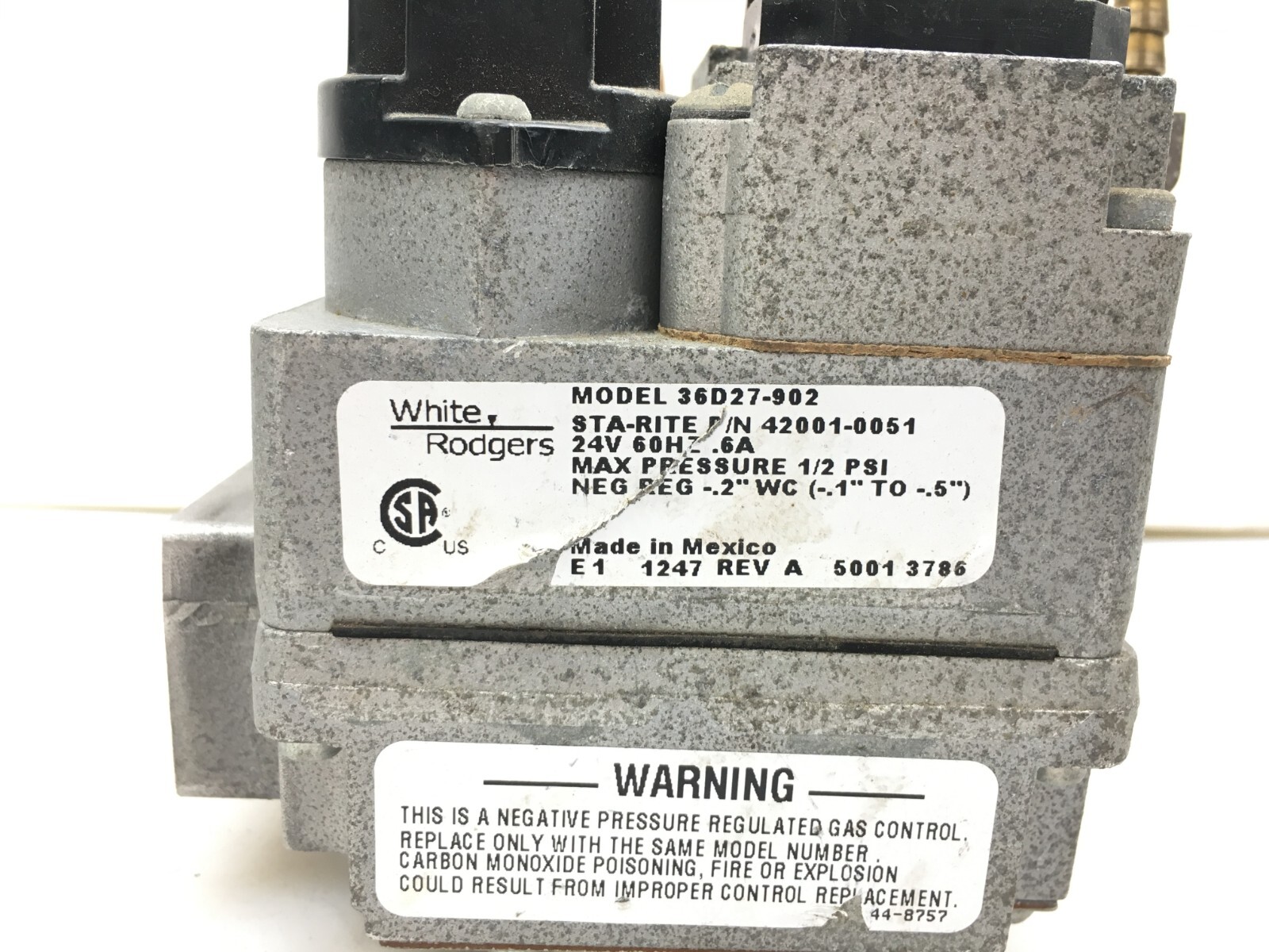 Pentair White Rodgers 36D27-902 Gas Valve 42001-0051 in and out 3/4″ used #G489A