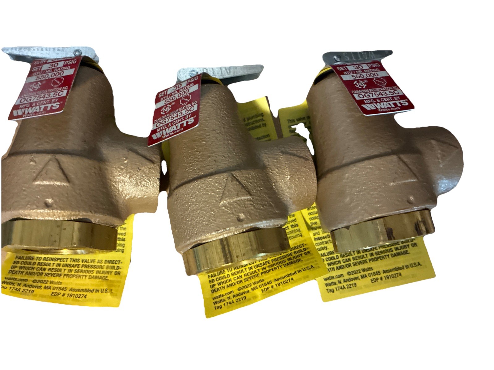Watts 3/4-in FNPT Iron Pressure relief valve Model #3/4 374A 030 (Lot Of 3)