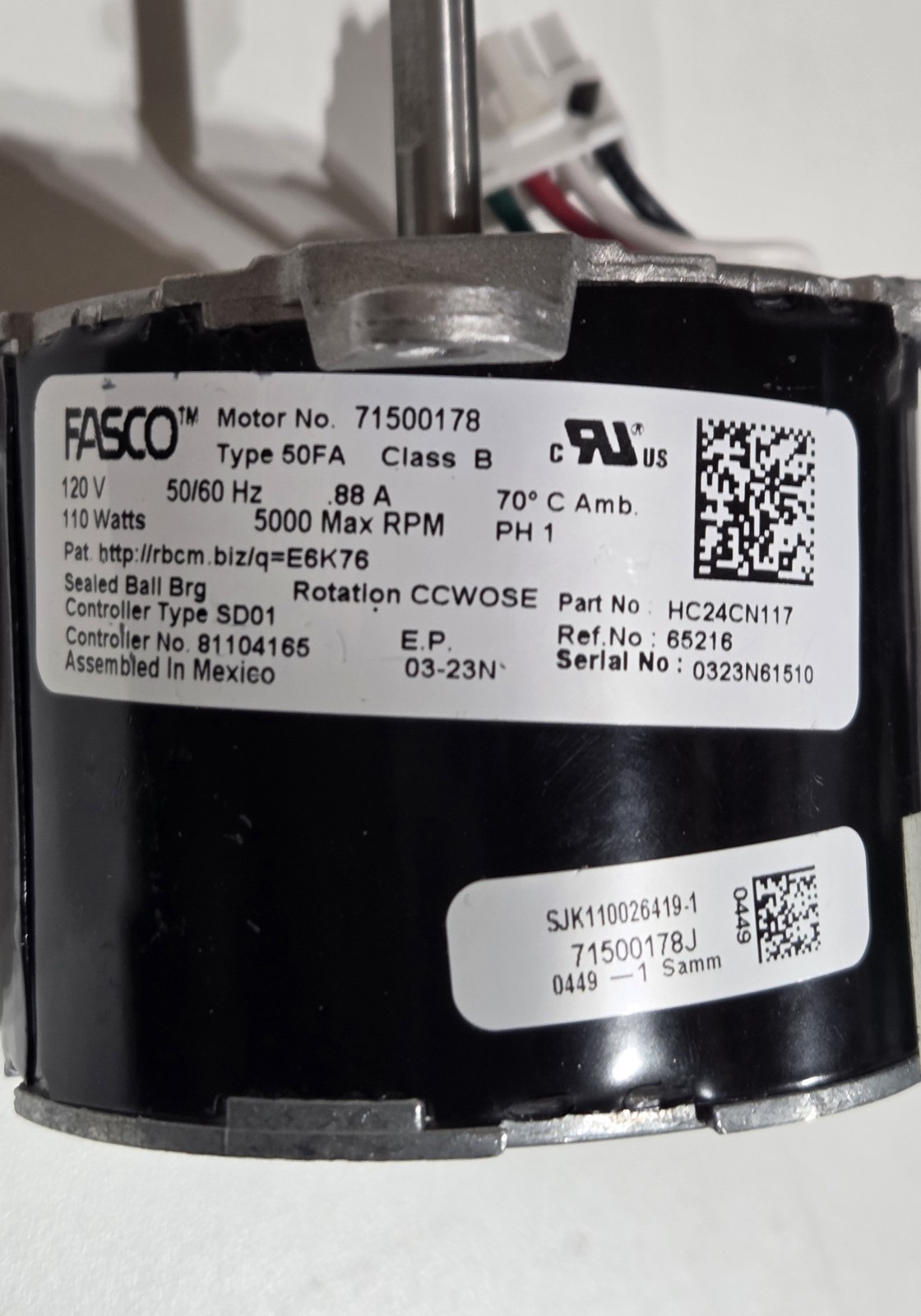 240793-762 HR46GH003 HC24CN117 81104165 715000178 Motor Only of Inducer Assembly
