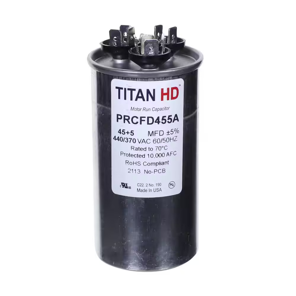 TITAN HD PRCFD455A 45 Plus 5 MFD 440-370V Round Run Capacitor