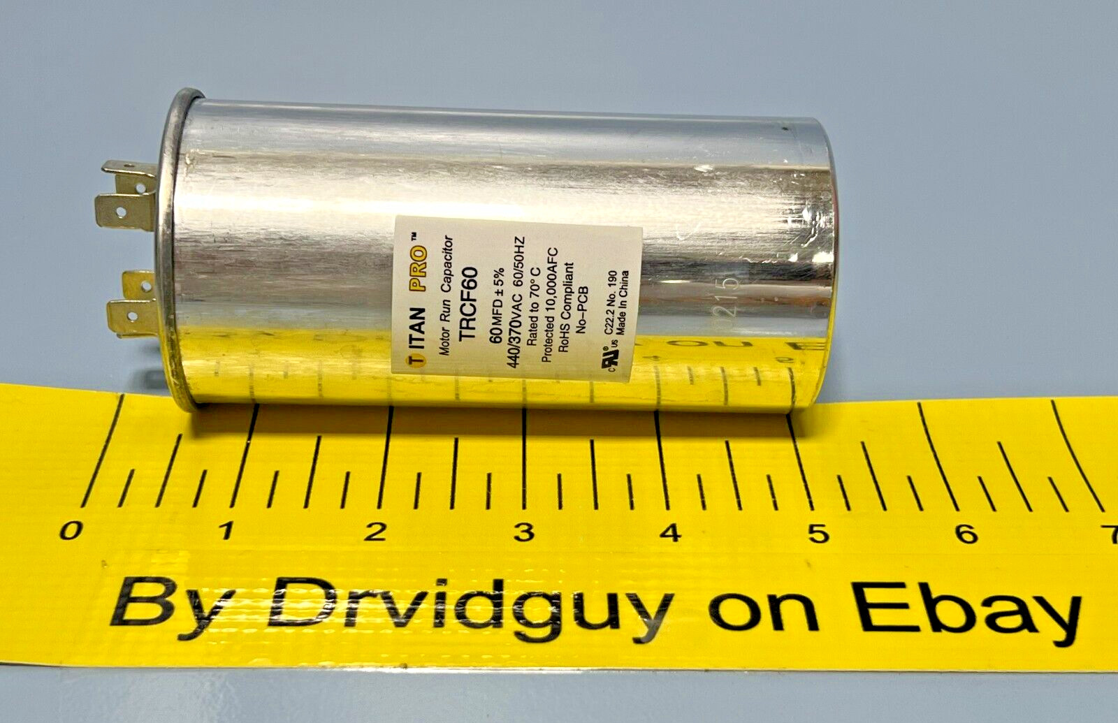 Titan Pro TRCF60 Motor Run Capacitor – Round; 60 MFD, 440370 VAC